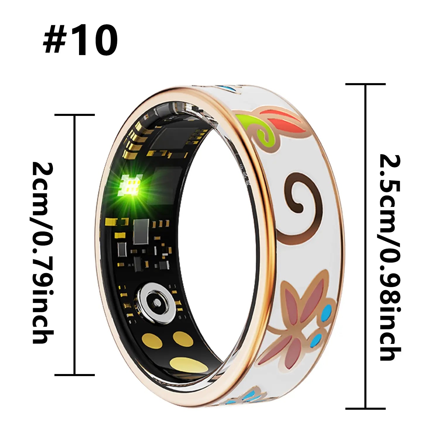 Advanced Health Detection Waterproof Smart Ring Fitness Tracker, Monitors Blood Pressure Heart Rate Sleep, Hand-Painted Enamel Craft, Model Xinghao R18