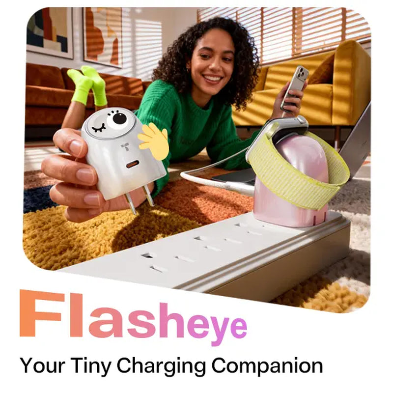 TORRAS Flasheye 45W 2-In-1 Charger for Apple Watch, Snap-On Magnetic Charging, 45W USB-C PD Fast Charging for Iphone17 16 15 14 13Pro Max, Ipad & Macbook, Travel, Compact Cute Desk Charger, Foldable Plug, Travel Friendly, Minimal Setup for Apple Lovers