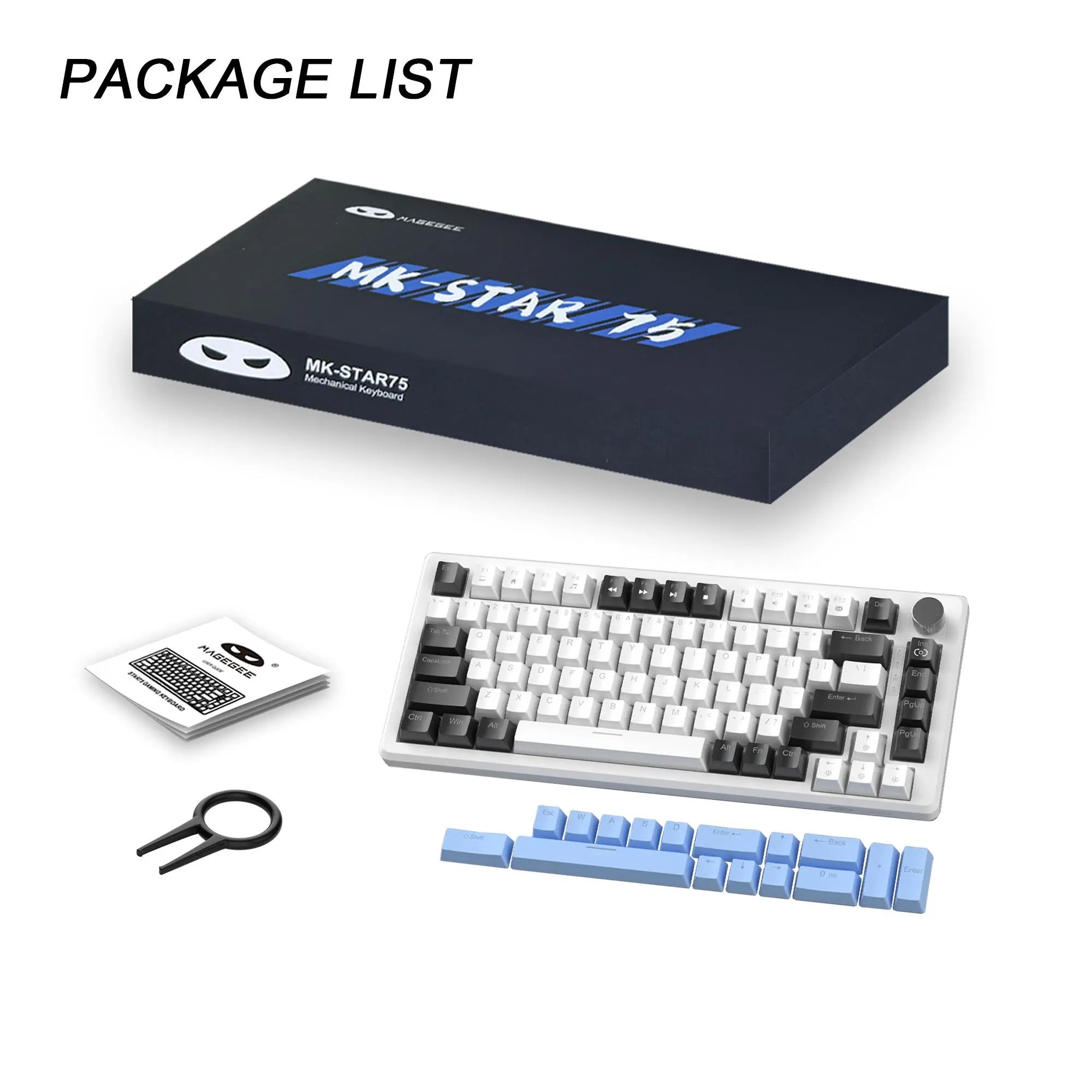 Mechanical Gaming Keyboard, 75% Compact Blue Backlit Wired Gaming Keyboard with Red/Brown Switches, Portable NKRO PC Gaming Keyboard