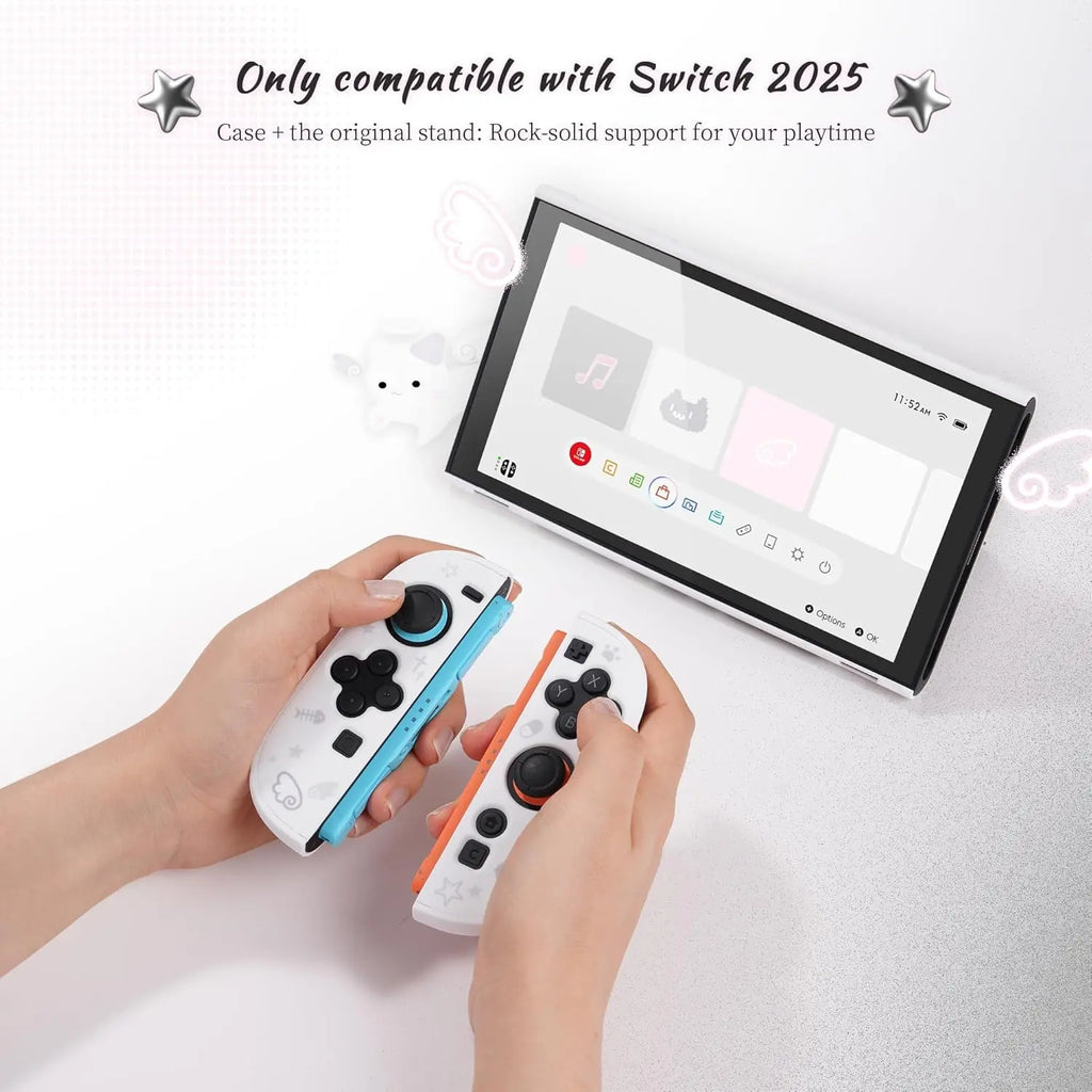 Geekshare Slim Protective Case Compatible with Switch 2 (2025), Anti-Scratche and Shock-Absorption Dockable Hard Shell for Switch 2 Game Console - Star Angel Cat