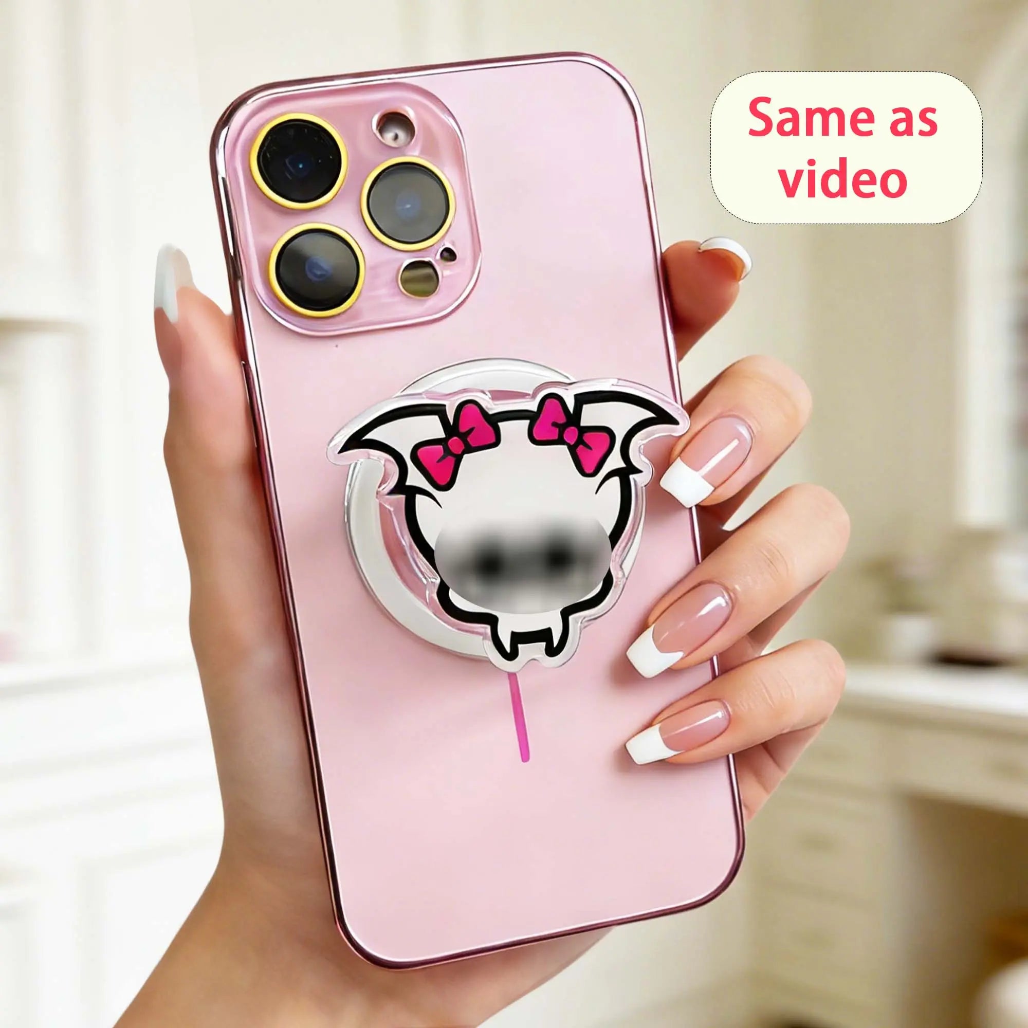 Magnetic Collapsible Phone Grip Holder Stand with Cute & Sylish Doll Expanding Design,Swappable Top, Secure Hold for Iphone Magsafe Cases,Smartphone Tablet Cell Phone Accessory