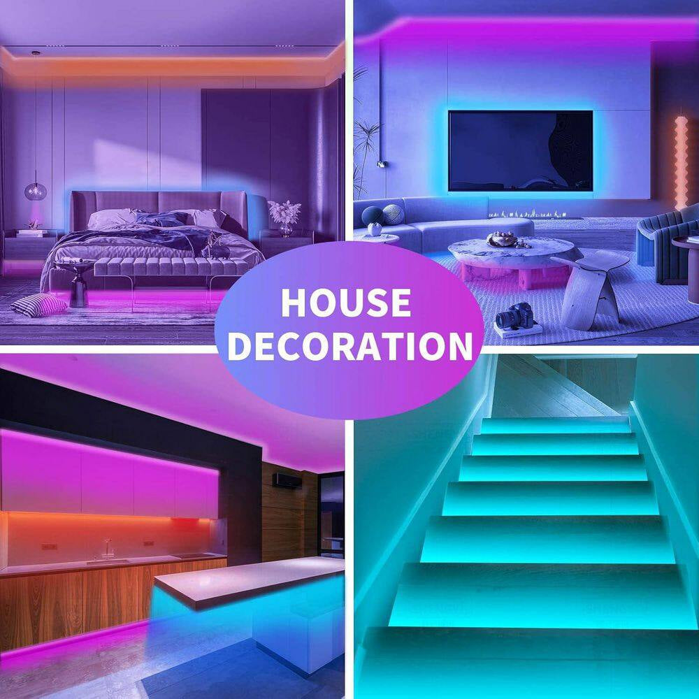 Strip Lights 100 Ft. Plug in Dimmable Multi-Color Integrated LED Strip Lights in White