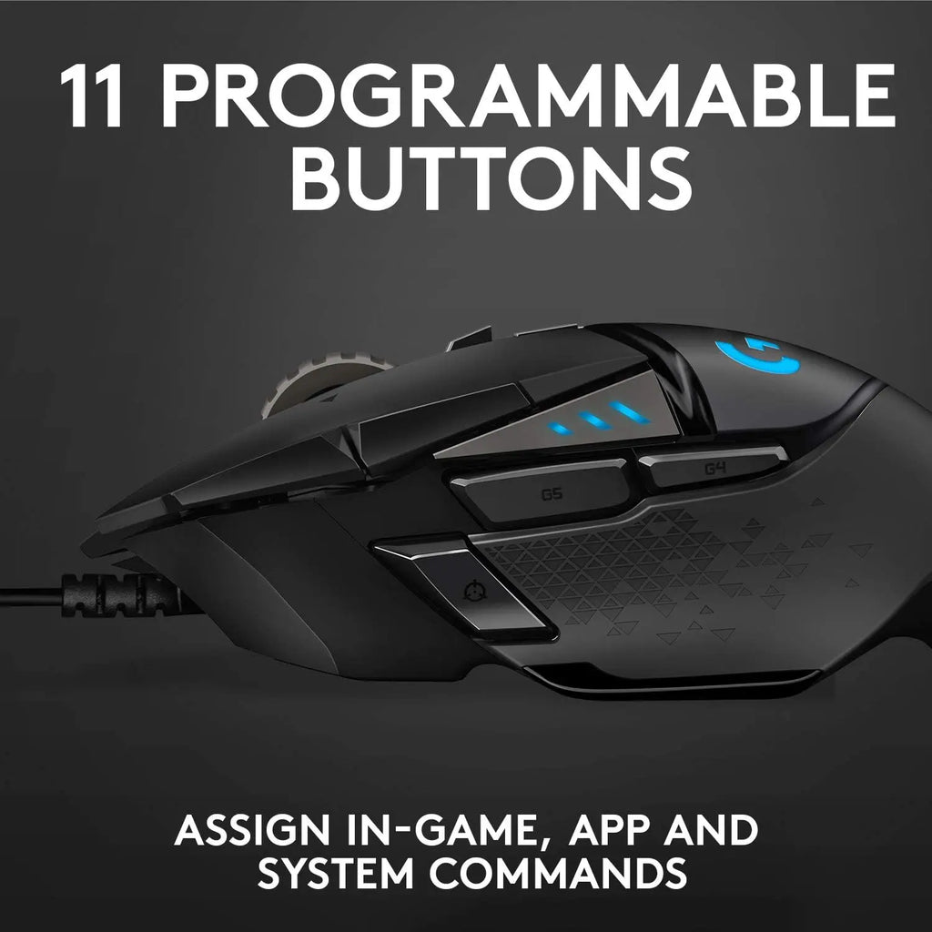 High Performance Wired Gaming Mouse, HERO 25K Sensor, 25,600 DPI, RGB, Adjustable Weights, 11 Programmable Buttons, On-Board Memory, PC / Mac