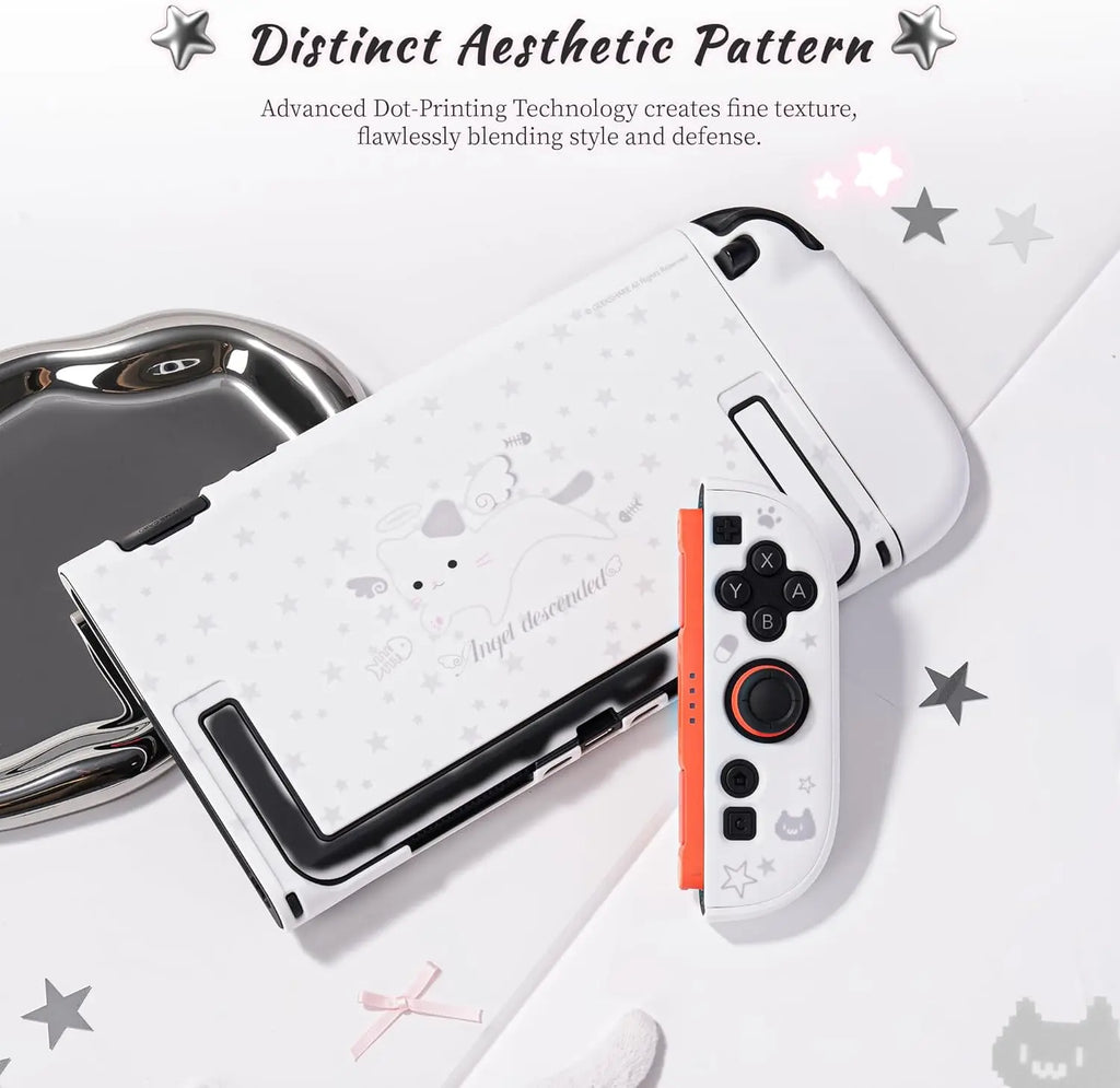 Geekshare Slim Protective Case Compatible with Switch 2 (2025), Anti-Scratche and Shock-Absorption Dockable Hard Shell for Switch 2 Game Console - Star Angel Cat