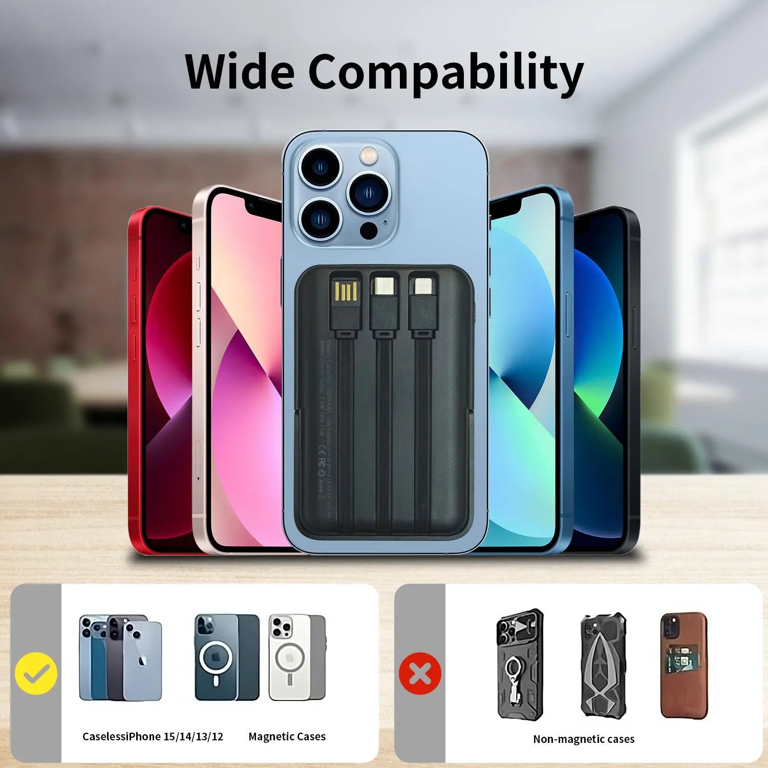 Wireless Portable Charger,Magnetic Power Bank,10000Mah Portable Charger22.5W PD Fast Charging with Built-In 3 Cables LED Display,Magnetic Battery Pack for Iphone 15/14/13/12/Pro/Mini/Pro Max Electronics Accessories Travel Gadgets Smartphone