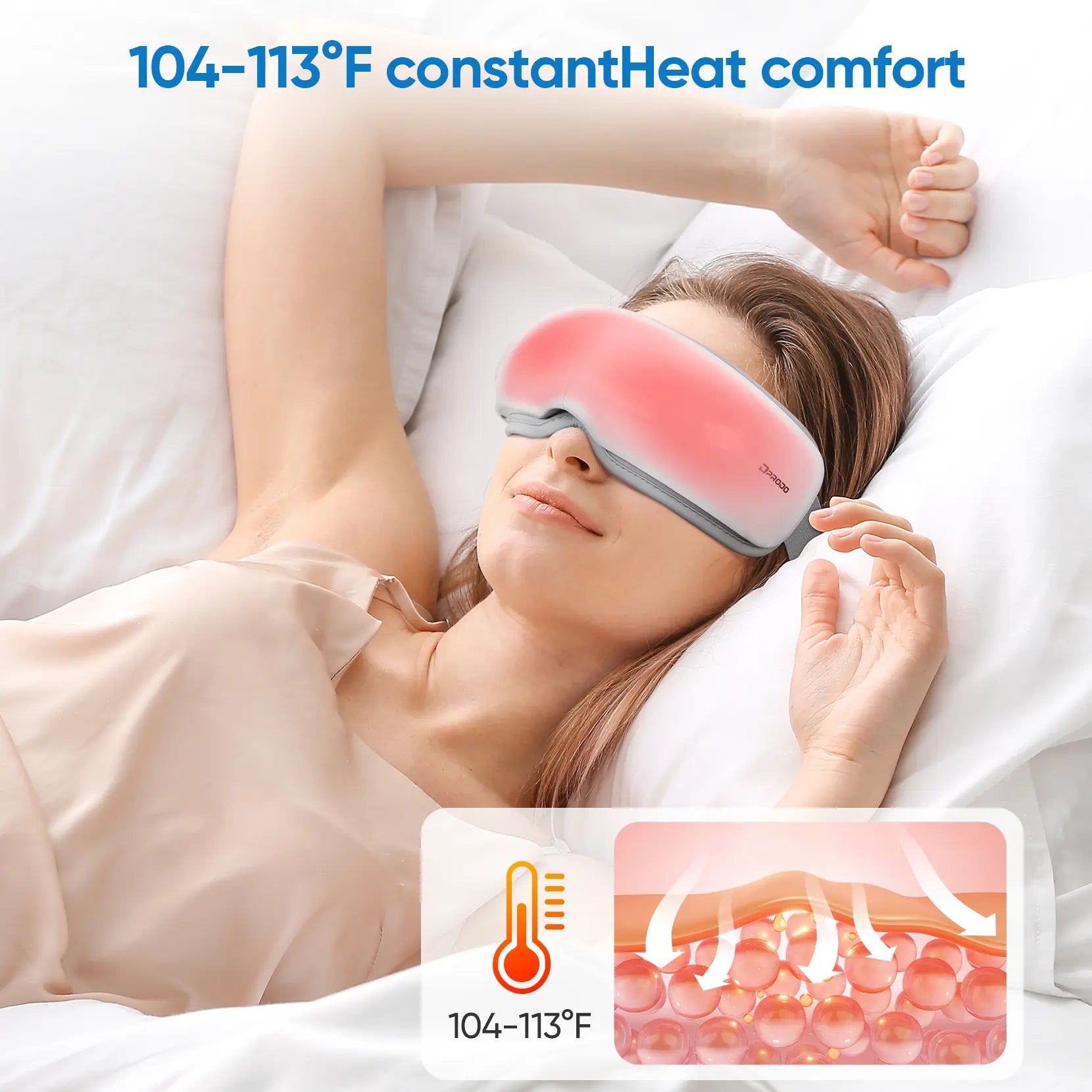 Dprodo Eye Massager with Heat, Bluetooth Sleep Mask for Better Sleep, 4-Mode Rechargeable Eye Protector to Reduce Eye Strain Christmas Birthday Gifts for Women Men, Fathersdaygift Relief