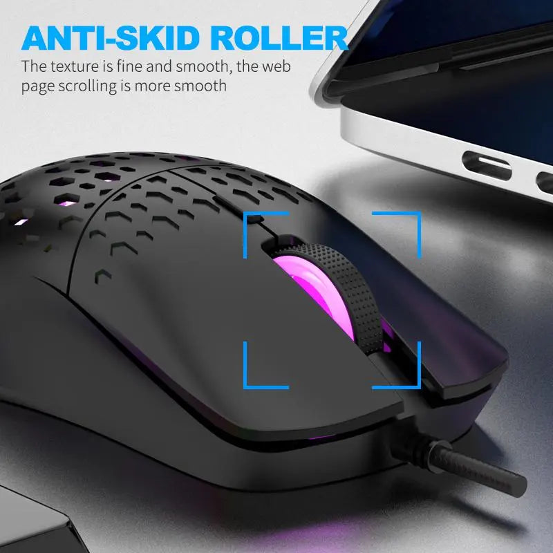 Wired Gaming Mouse, Ergonomic Design Computer Gaming Mouse with Optical Sensor, Comfortable Gaming Mouse for Home and Office