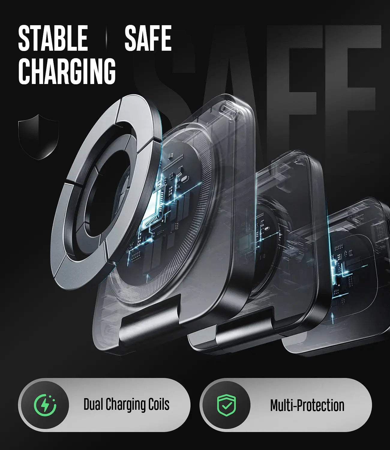 Foldable 3 in 1 Wireless Charging Station for Samsung, KU XIU X55 Ultra Magnetic Travel Charger Stand for Galaxy S24 Ultra S23 S22 Note 20 Z Fold Flip 6 5, Galaxy Watch Ultra 7 6 5, Galaxy Buds, Black