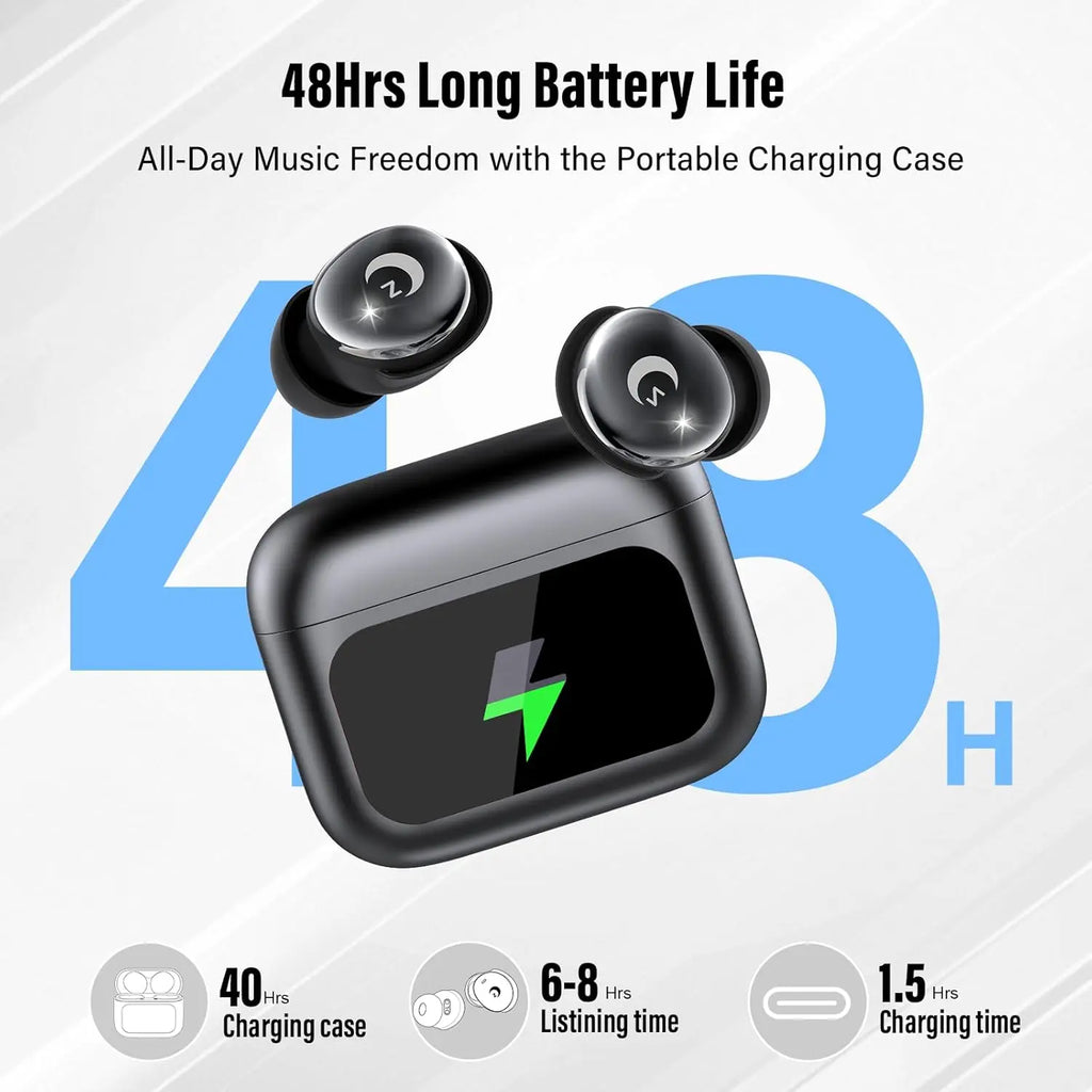 VUB Sleep Earbuds, Bluetooth 5.4 in Ear Smart Touch Screen Earbuds, 48H Mini Sleep Headphones Small Design for Side Sleepers, Crystal-Clear Calls Ear Buds, 5 EQ Modes