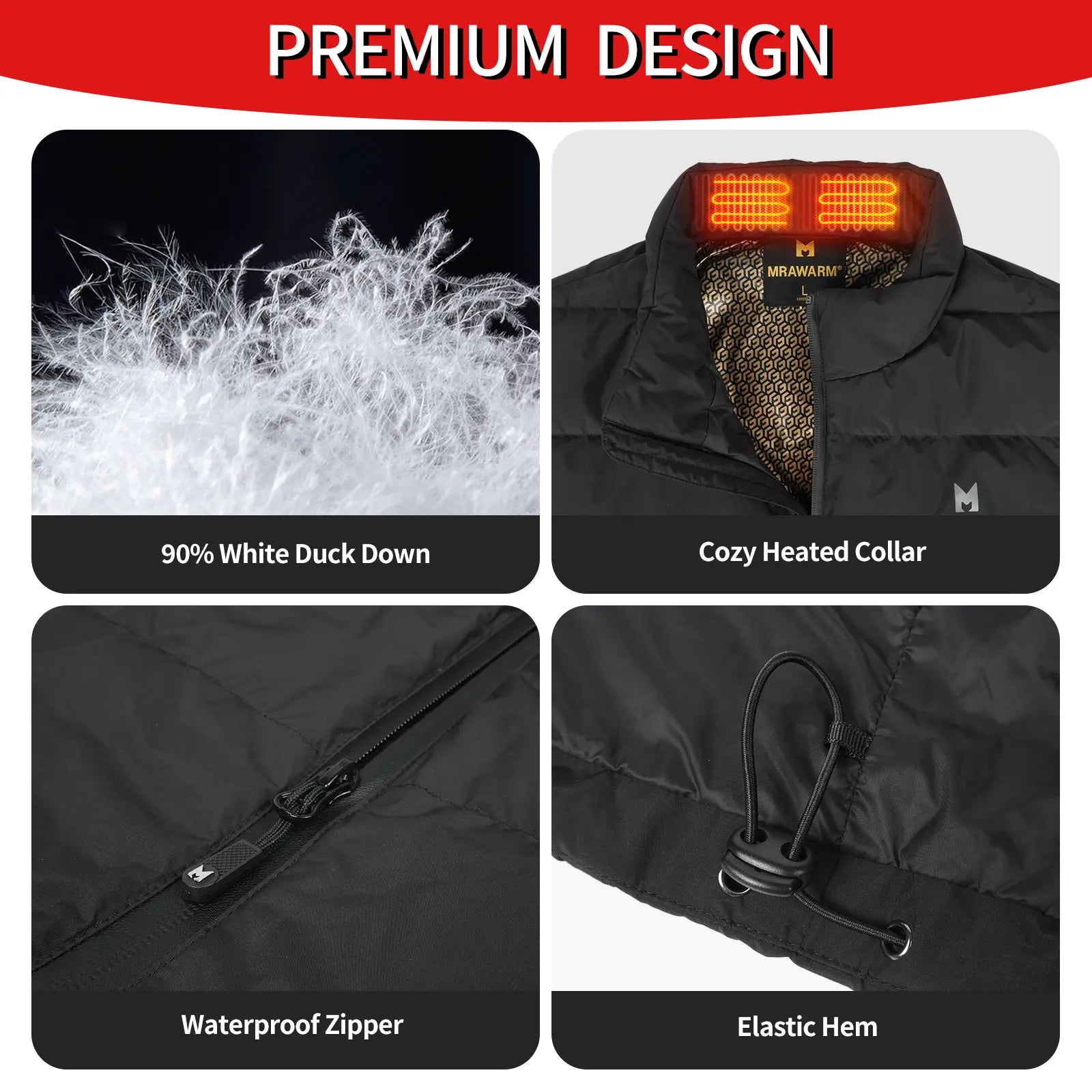 Down Heated Vest with 90% Down, 650 Fill Electric Heated down Vest for Men Women 6 Heating Zone 3 Temperature Heating Vest