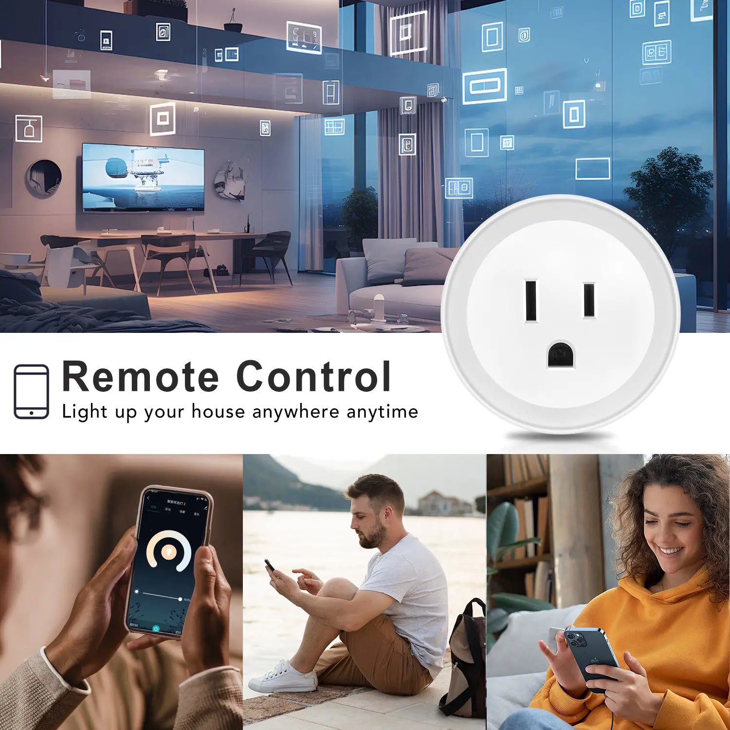 4‑Pack White Wi‑Fi Smart Plug 10 a 110–240 V