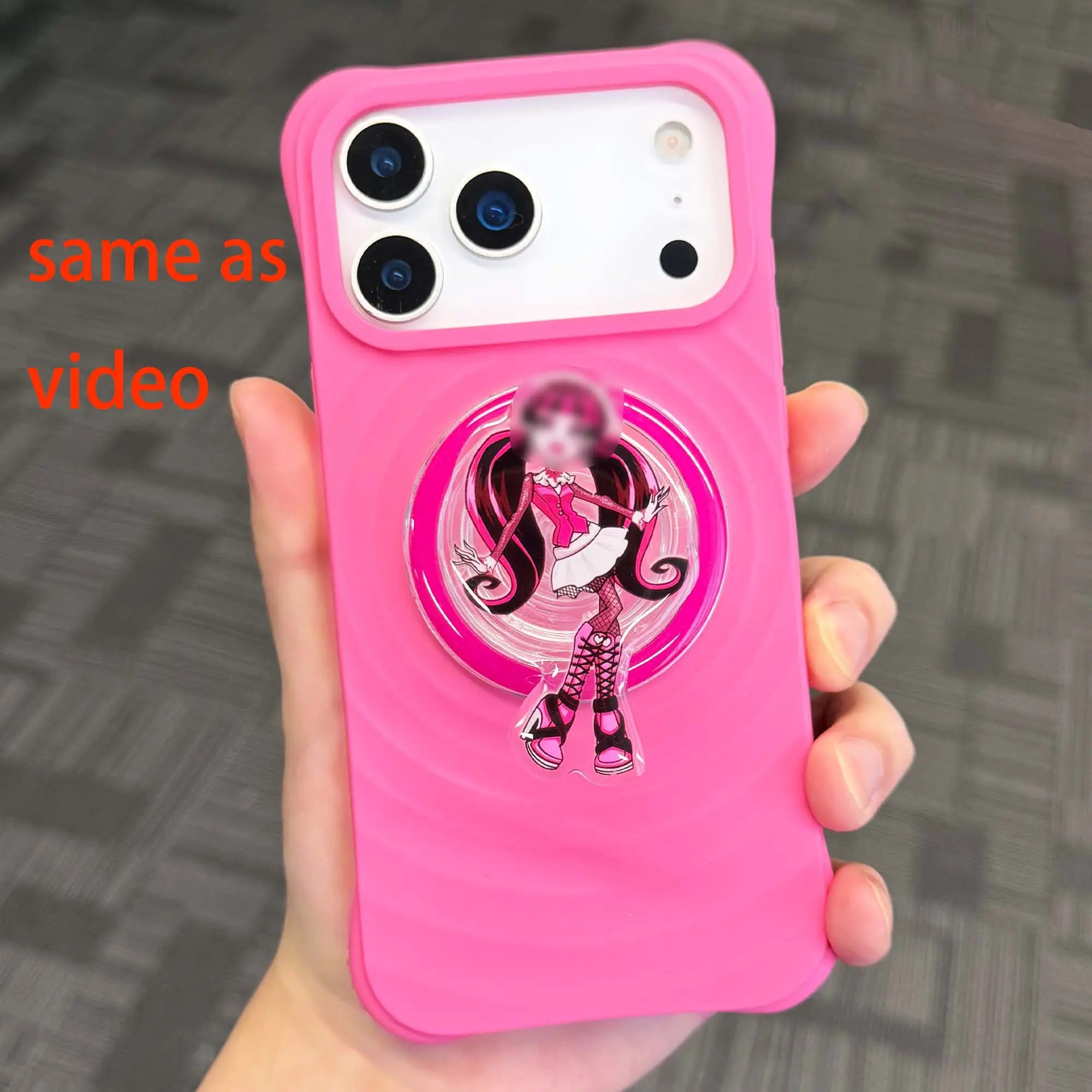 Magnetic Collapsible Phone Grip Holder Stand with Cute & Sylish Doll Expanding Design,Swappable Top, Secure Hold for Iphone Magsafe Cases,Smartphone Tablet Cell Phone Accessory