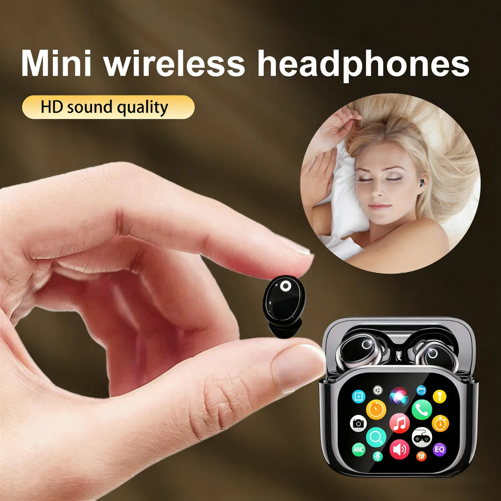 VUB Sleep Earbuds, Bluetooth 5.4 in Ear Smart Touch Screen Earbuds, 48H Mini Sleep Headphones Small Design for Side Sleepers, Crystal-Clear Calls Ear Buds, 5 EQ Modes
