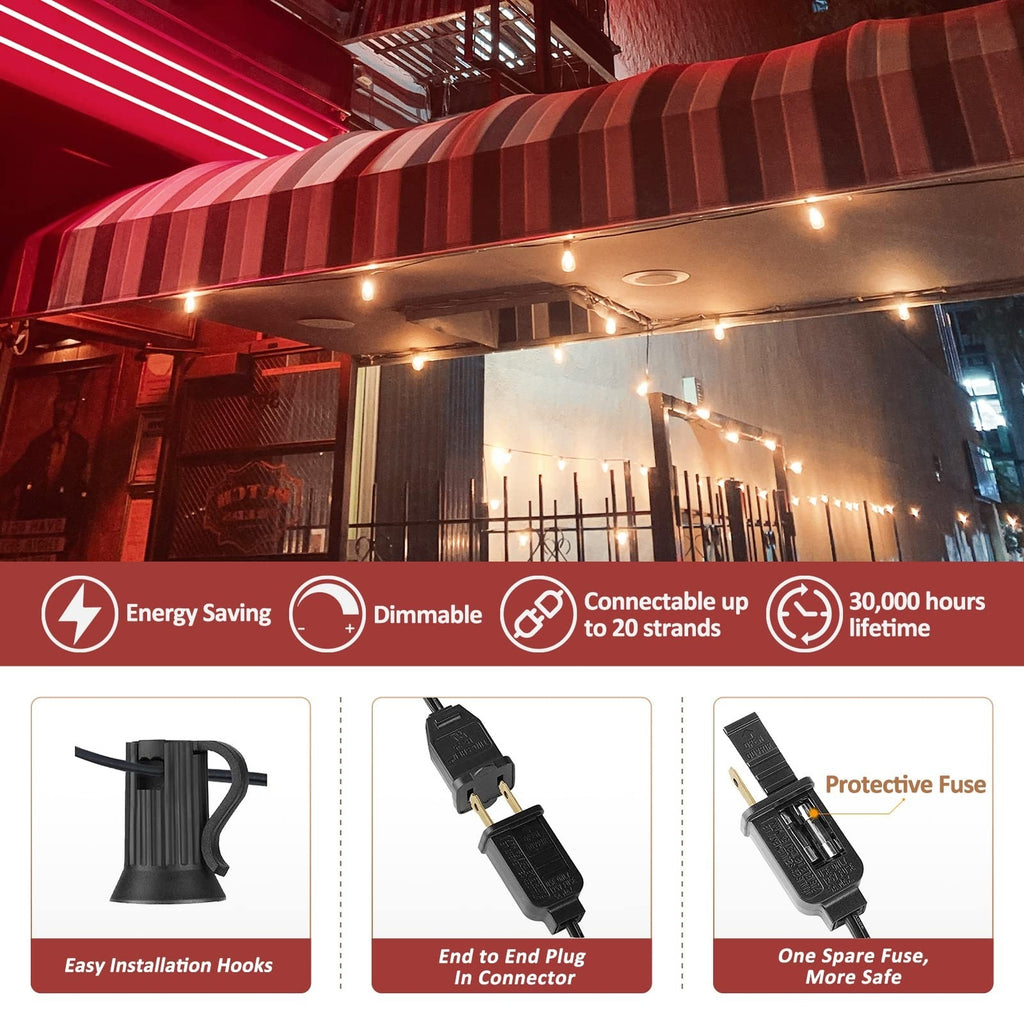 Achin 100FT Outdoor String Lights LED Dimmable Patio Lights String Waterproof...
