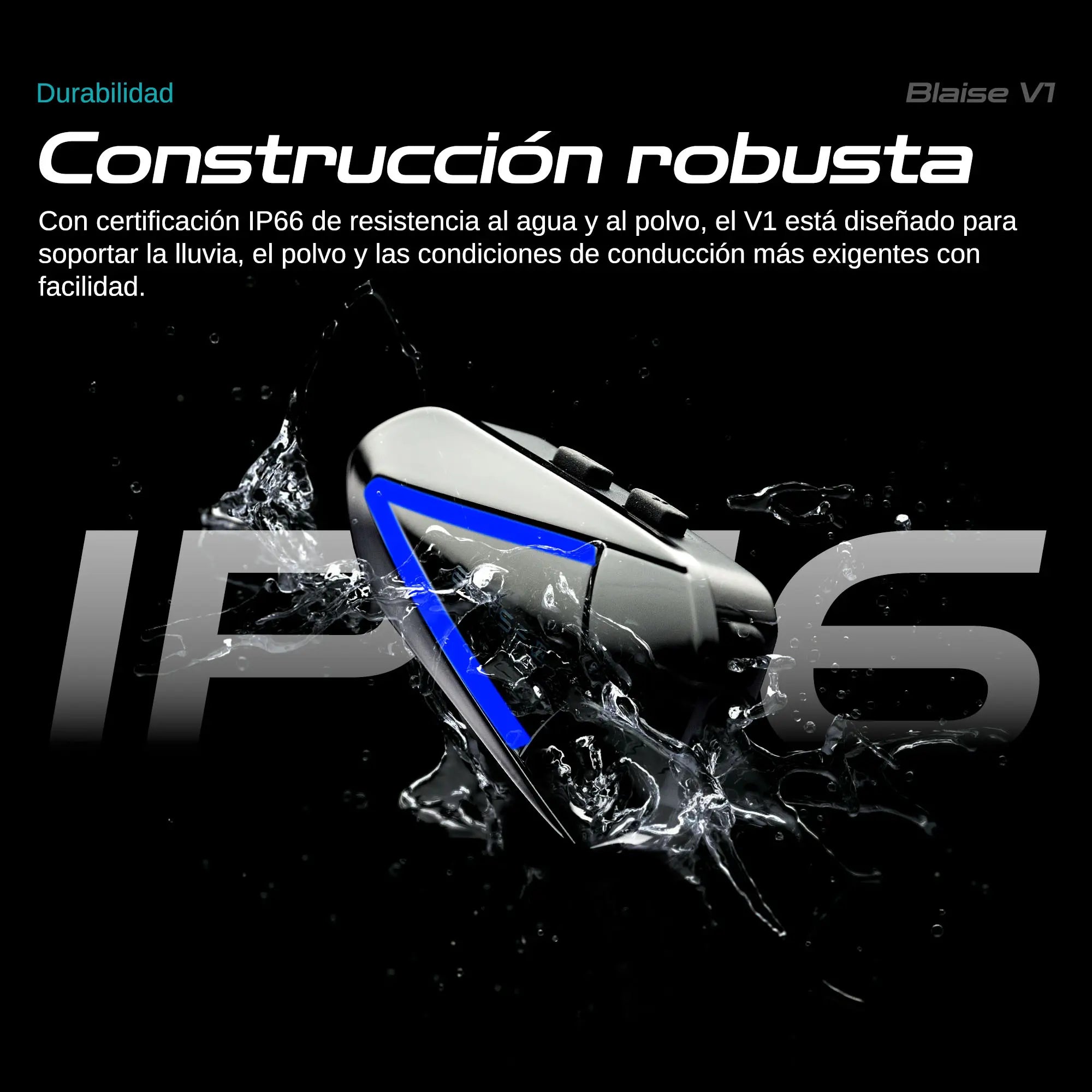 Blaise V1 Audífono Manos Libres Casco De Moto Headset Bluetooth 5.4 Impermeable IP66 Luces RGB Altavoz Bluetooth Con Micrófono Respuesta Automática Y Control Por Voz, No Intercom, 1Pc