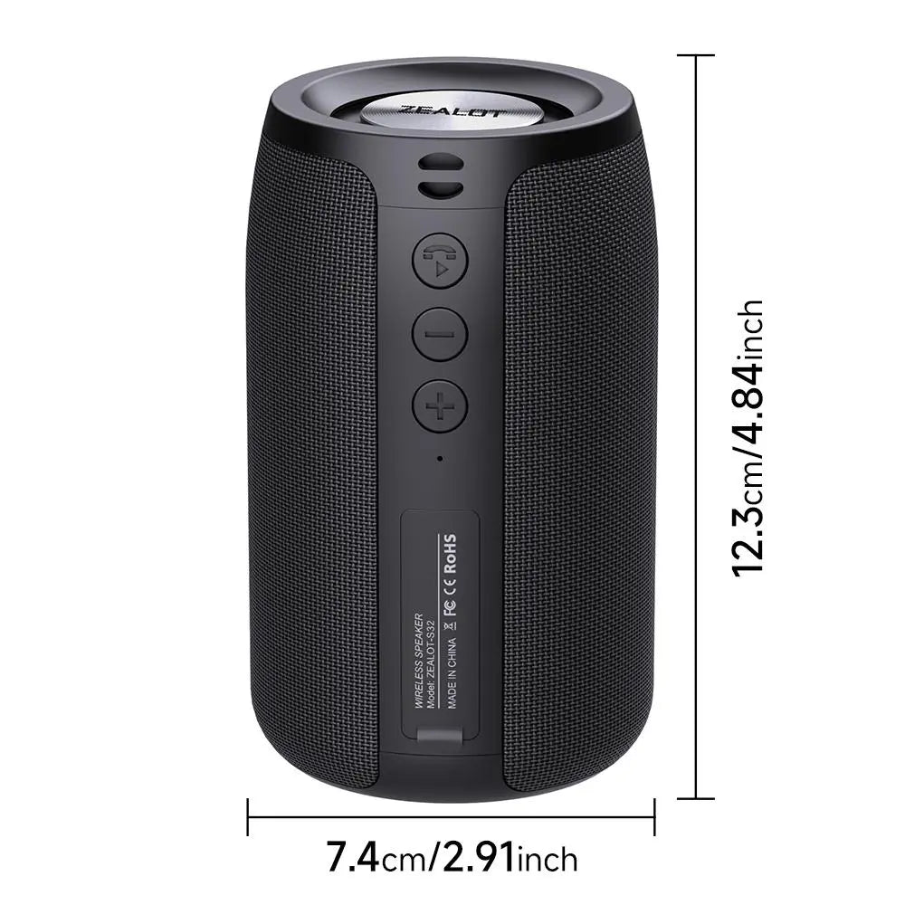 ZEALOT S32 Wireless Speaker, 10W Portable Waterproof Speaker, Rechargeable Outdoor Speaker, Bluetooth-Compatible 5.2 Speaker for Home & Party