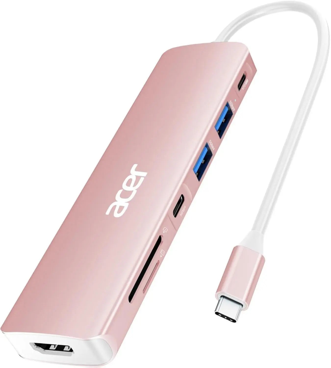 Acer 7-In-1 USB-C Hub Multi-Port Adapter for Laptop 4K HDMI Splitter 2 USB-A 3.1 Type-C PD 100W SD Card Reader Space Grey