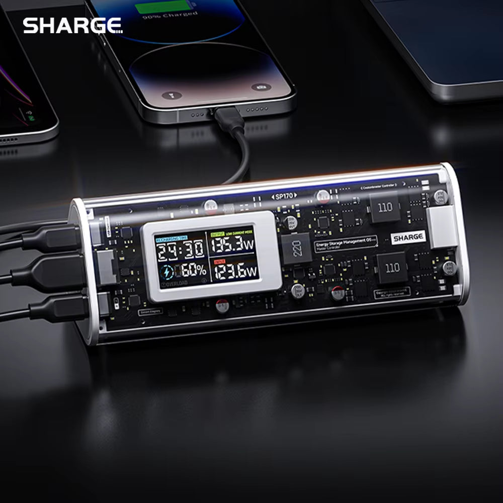 Power Bank 24000Mah 170W Output Fast Charge with IPS Smart Screen Display IP66 Waterproof for Macbook Tablet Iphone 15Pro
