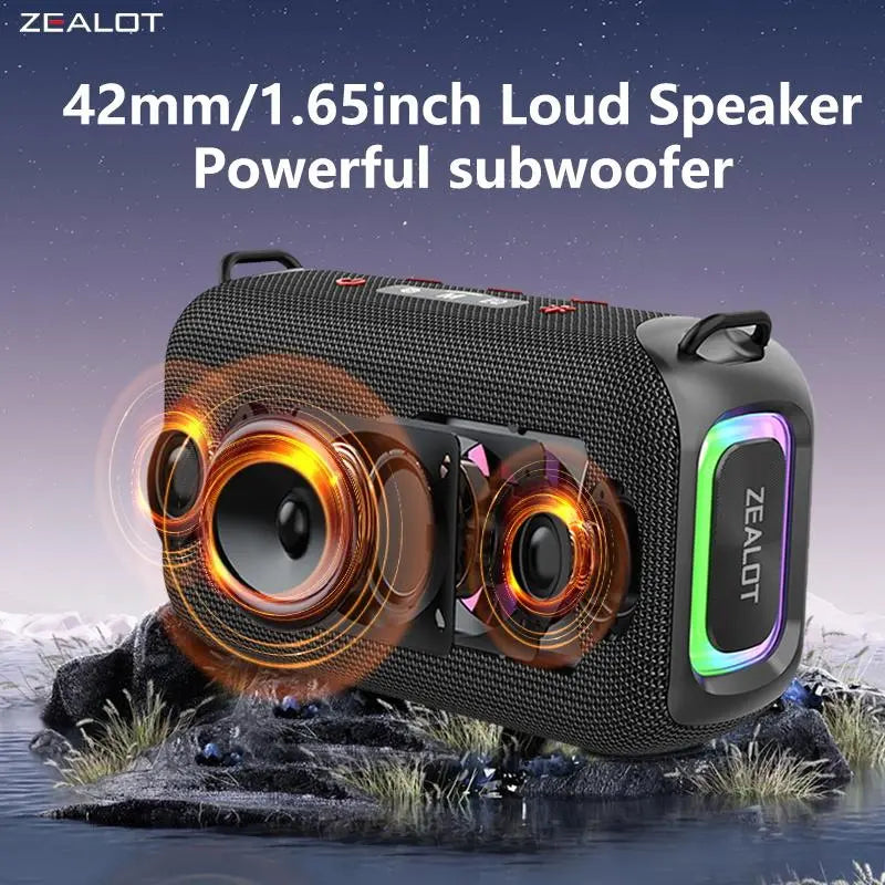 ZEALOT S85 Wireless Speaker, 50W Portable Subwoofer Speaker, Hifi Sound Quality Speaker with RGB Light, 24 Hours Playtime Loud Stereo Speaker