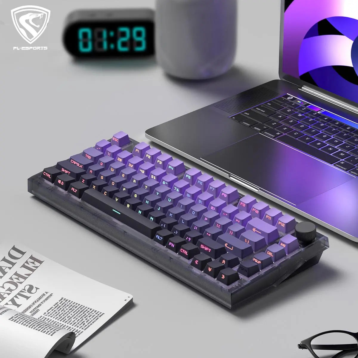 F.L Esports Mechanical Gaming Keyboard 82 Keys RGB, 80% TKL Wired Gasket Keyboard DIY Kit with Hot-Swap Switch Sockets (5-Pin) & Customizable Software Supported, Bluetooth Wireless Wired 3Modes, MK750