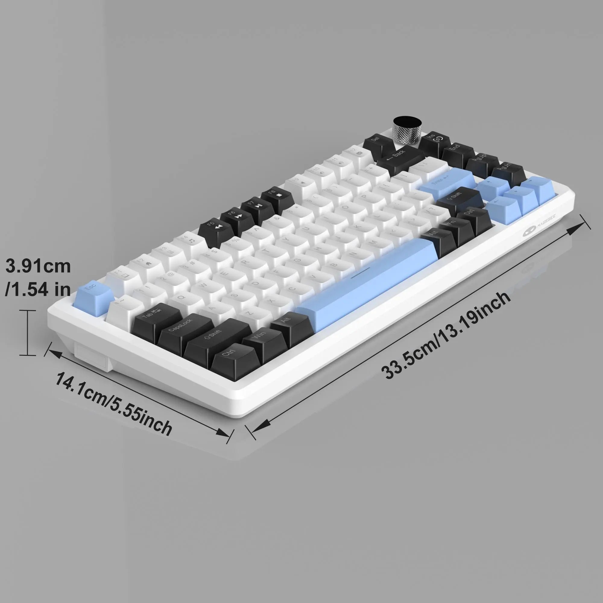 Mechanical Gaming Keyboard, 75% Compact Blue Backlit Wired Gaming Keyboard with Red/Brown Switches, Portable NKRO PC Gaming Keyboard