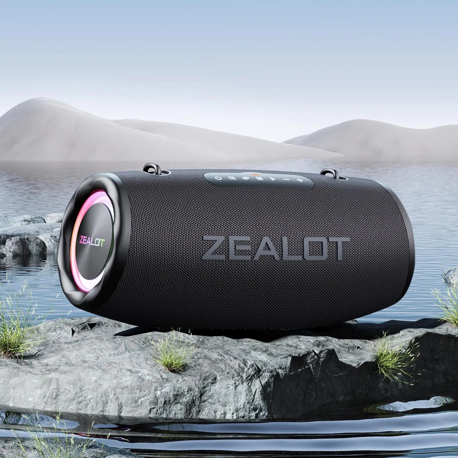 ZEALOT Zealot S87 Portable Wireless Speaker, 1 Count USB Rechargeable 80W Subwoofer Speaker, IPX6 Waterproof Speaker with RGB Light, TWS Speaker