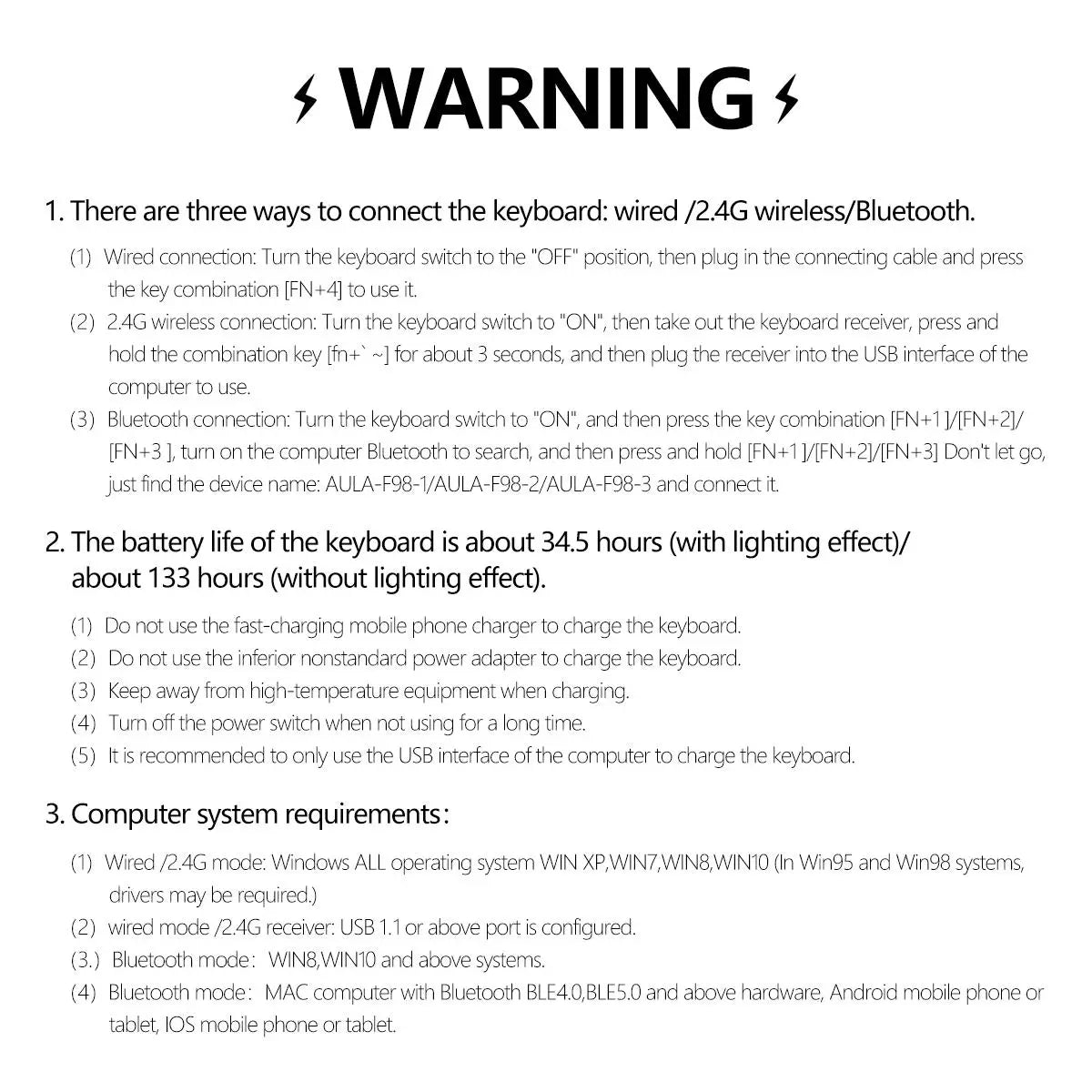 Wireless Gaming Keyboard, RGB Backlight Gaming Keyboard, Rechargeable Wireless Keyboard for Home Office, Backlit Keyboard, Gaming Accessories for Boys & Girls as Gift