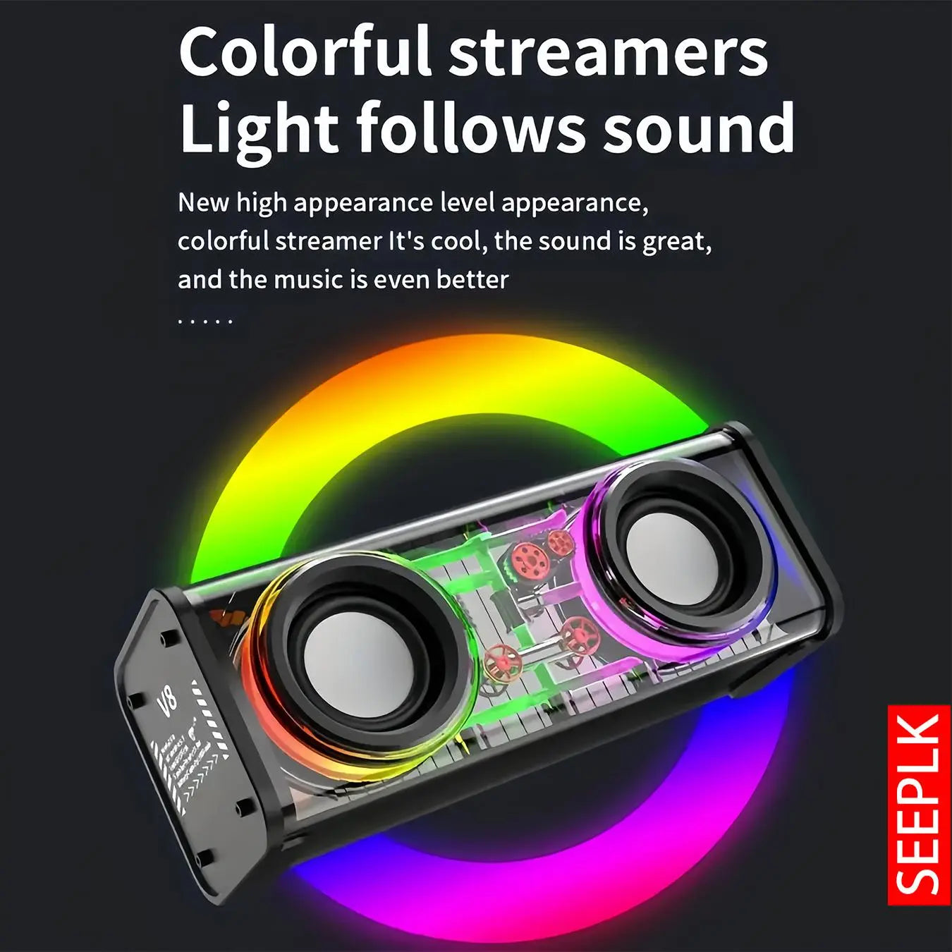 Wireless Bluetooth-Compatible Speaker, Wireless Bass Speaker, Portable Wireless Speaker with Long Play Time, USB Rechargeable Speaker, Wireless Pairing Speaker Suitable for Home, Outdoor, Supports TF
