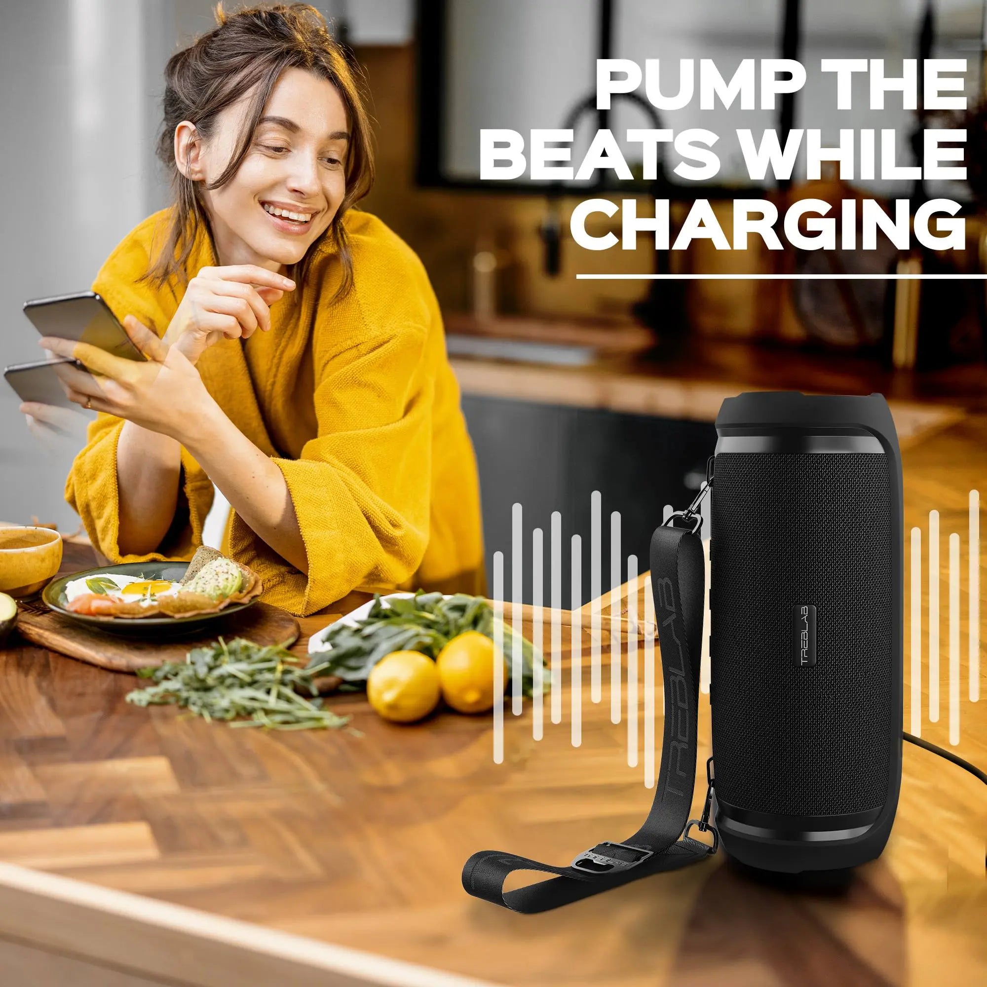 Treblab Hd-Max - 60W Bluetooth Speaker, 20H Battery, Powerbank