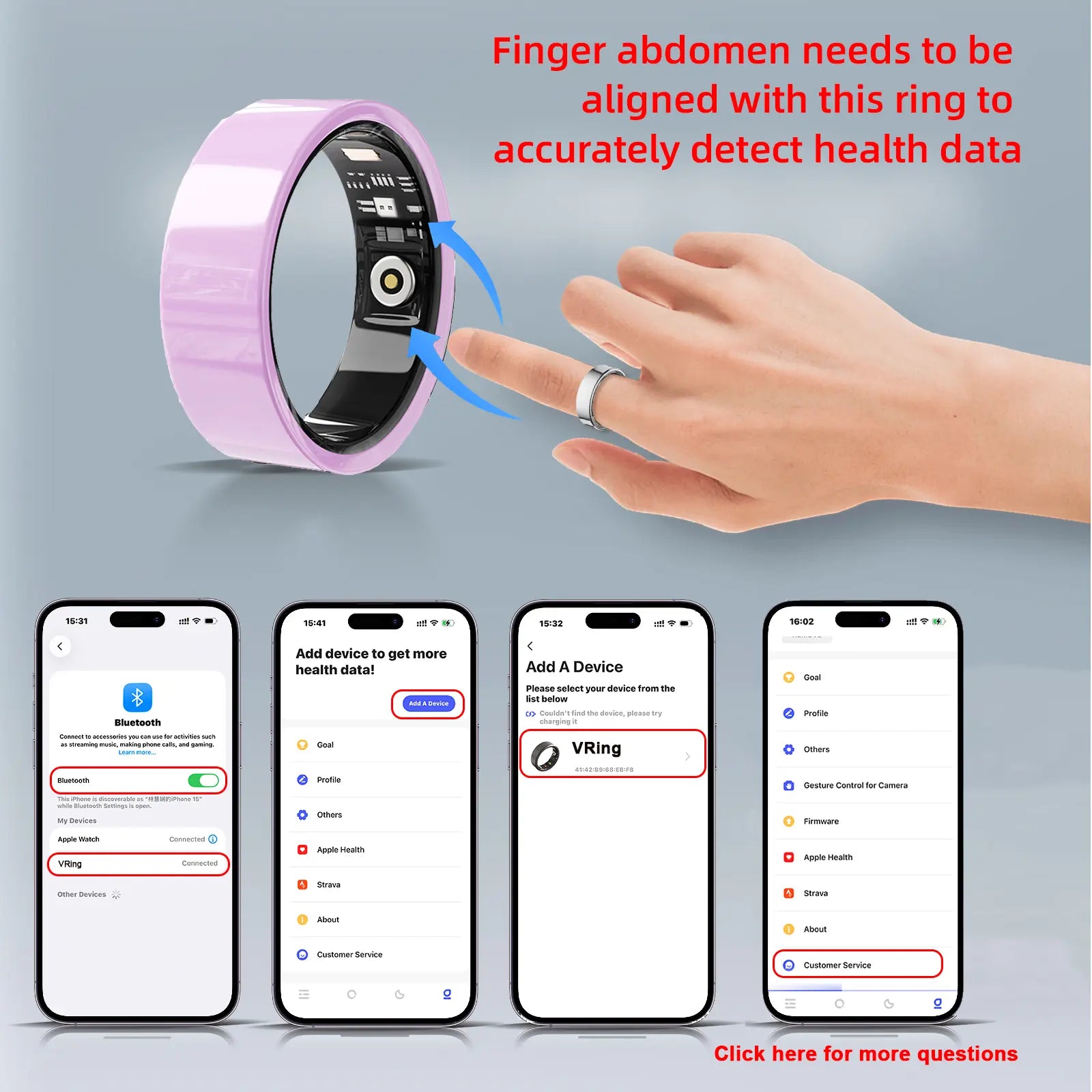 Ceramic Glass Smart Ring Fitness & Activity Tracker, Pink & White. Tracks Calories, Sleep & Heart Rate. IP68 Waterproof, Unisex, Includes Charging Case, Compatible with Ios & Android. Stylish Minimalist Design, Perfect Holiday Gift.