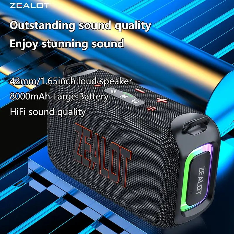 ZEALOT S85 Wireless Speaker, 50W Portable Subwoofer Speaker, Hifi Sound Quality Speaker with RGB Light, 24 Hours Playtime Loud Stereo Speaker