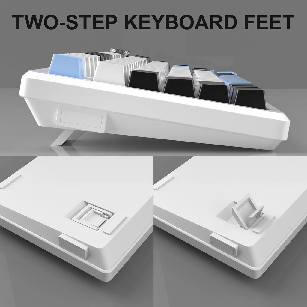 Mechanical Gaming Keyboard, 75% Compact Blue Backlit Wired Gaming Keyboard with Red/Brown Switches, Portable NKRO PC Gaming Keyboard