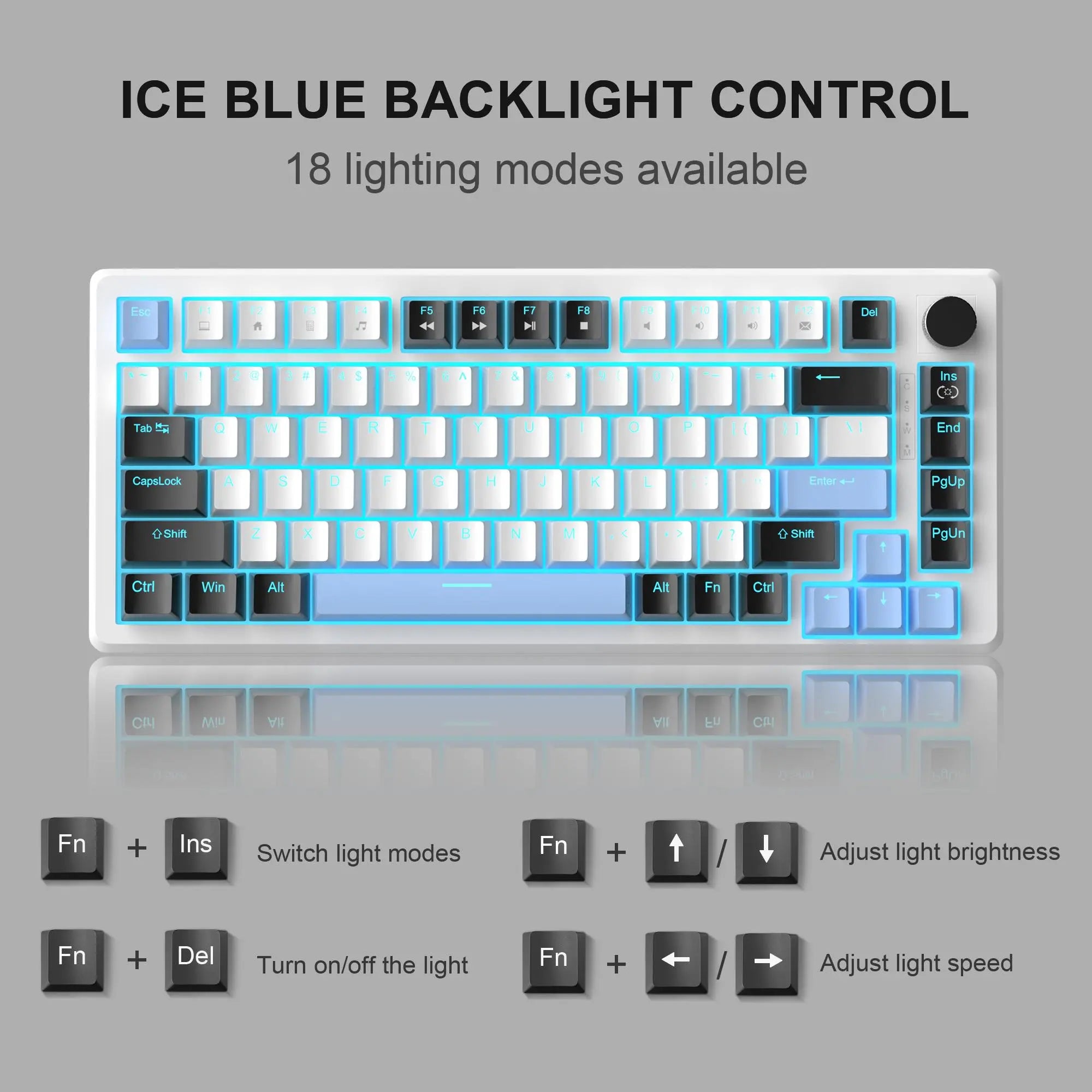Mechanical Gaming Keyboard, 75% Compact Blue Backlit Wired Gaming Keyboard with Red/Brown Switches, Portable NKRO PC Gaming Keyboard
