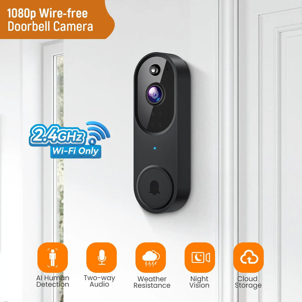 1080P Doorbell Camera & Wireless Security Camera Set, Wifi Smart Doorbell, Smart Doorbell & Rechargeable Camera with Night-Vision for Indoor/Outdoor, Intercom, Home, Safety