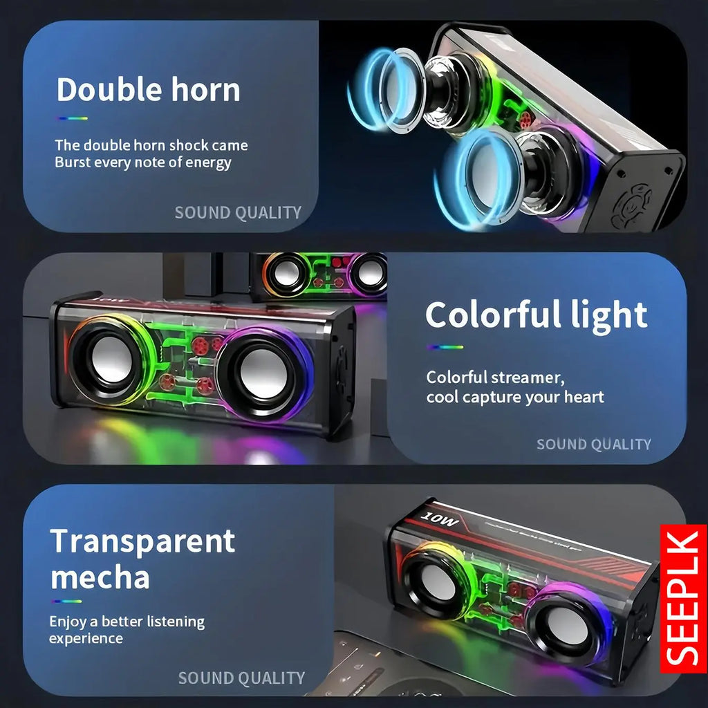 Wireless Bluetooth-Compatible Speaker, Wireless Bass Speaker, Portable Wireless Speaker with Long Play Time, USB Rechargeable Speaker, Wireless Pairing Speaker Suitable for Home, Outdoor, Supports TF