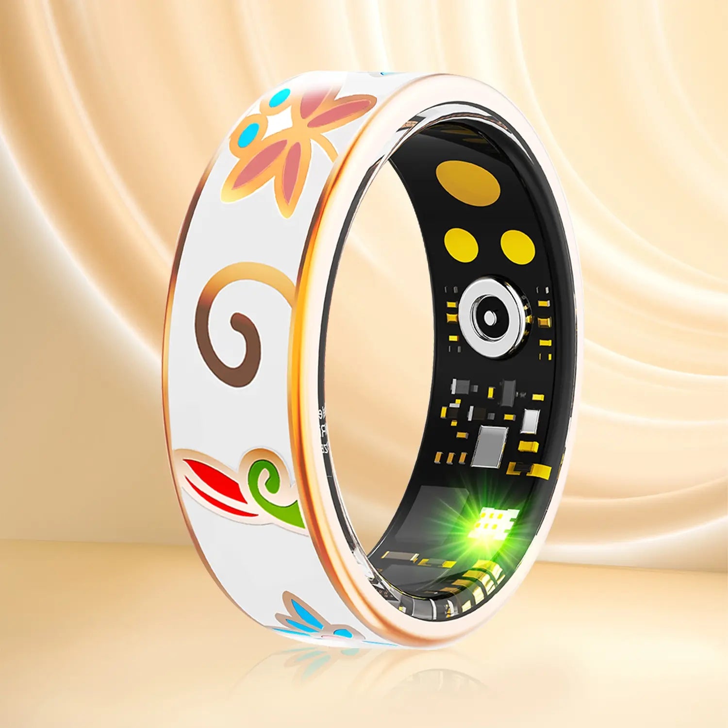 Advanced Health Detection Waterproof Smart Ring Fitness Tracker, Monitors Blood Pressure Heart Rate Sleep, Hand-Painted Enamel Craft, Model Xinghao R18