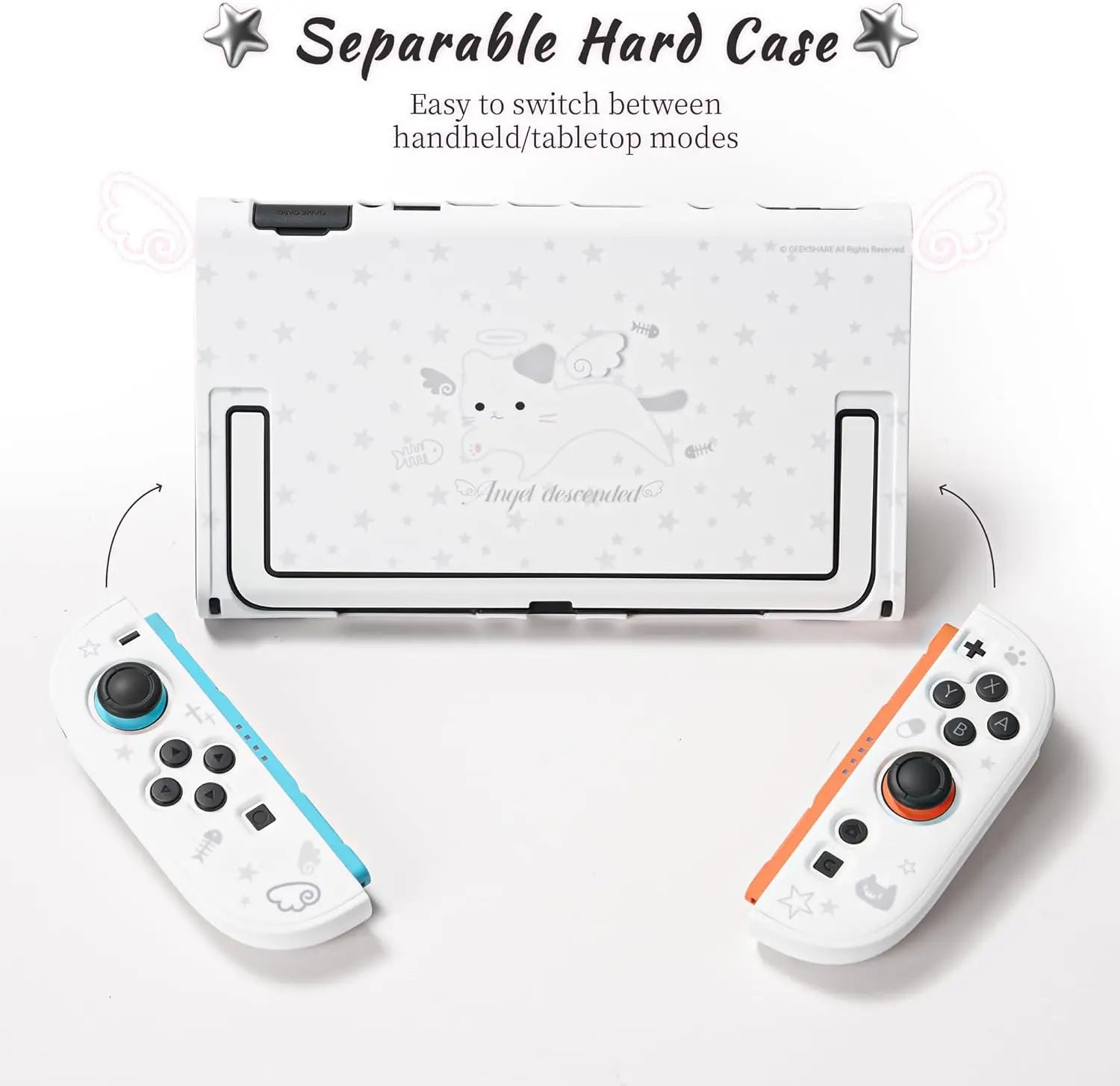 Geekshare Slim Protective Case Compatible with Switch 2 (2025), Anti-Scratche and Shock-Absorption Dockable Hard Shell for Switch 2 Game Console - Star Angel Cat
