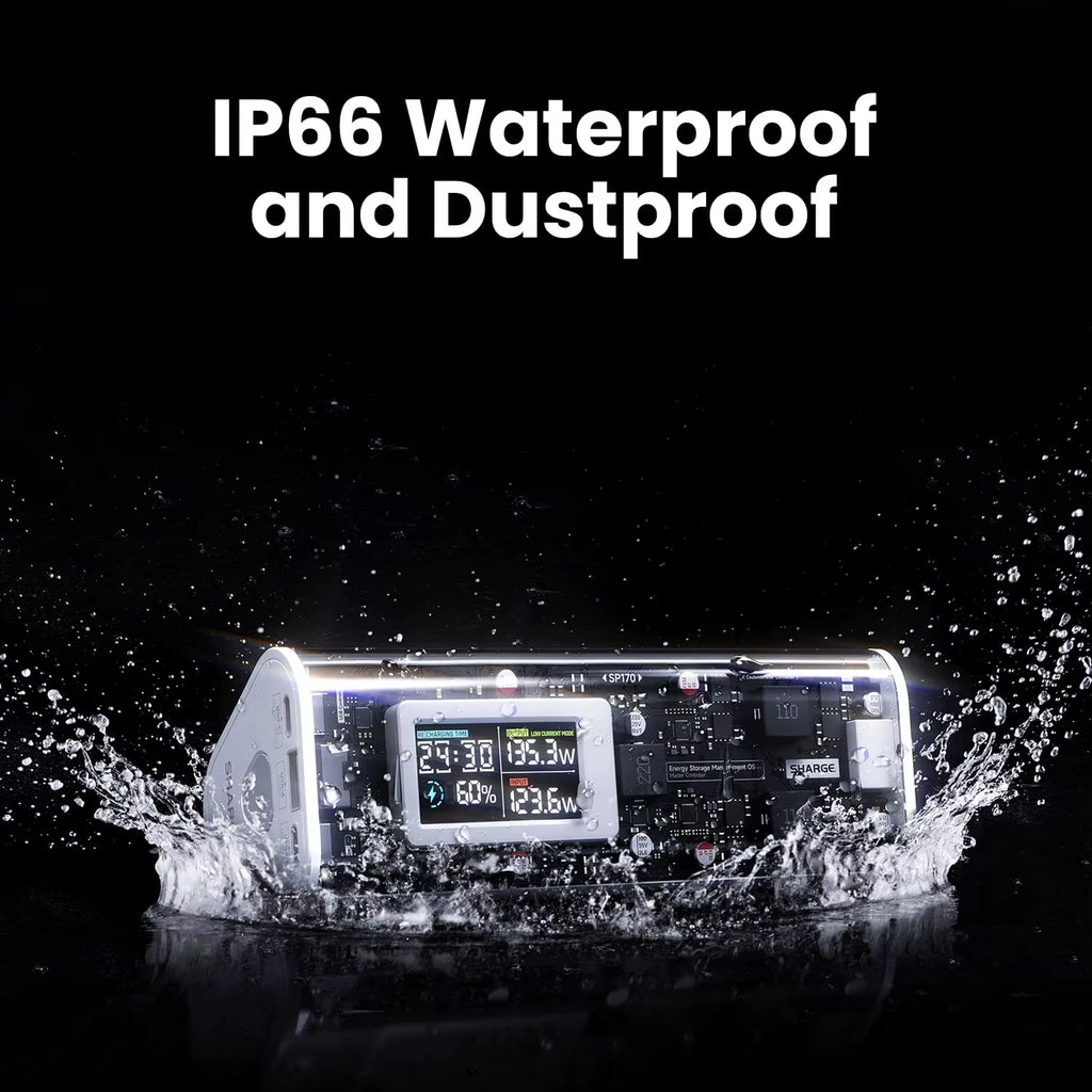 Power Bank 24000Mah 170W Output Fast Charge with IPS Smart Screen Display IP66 Waterproof for Macbook Tablet Iphone 15Pro