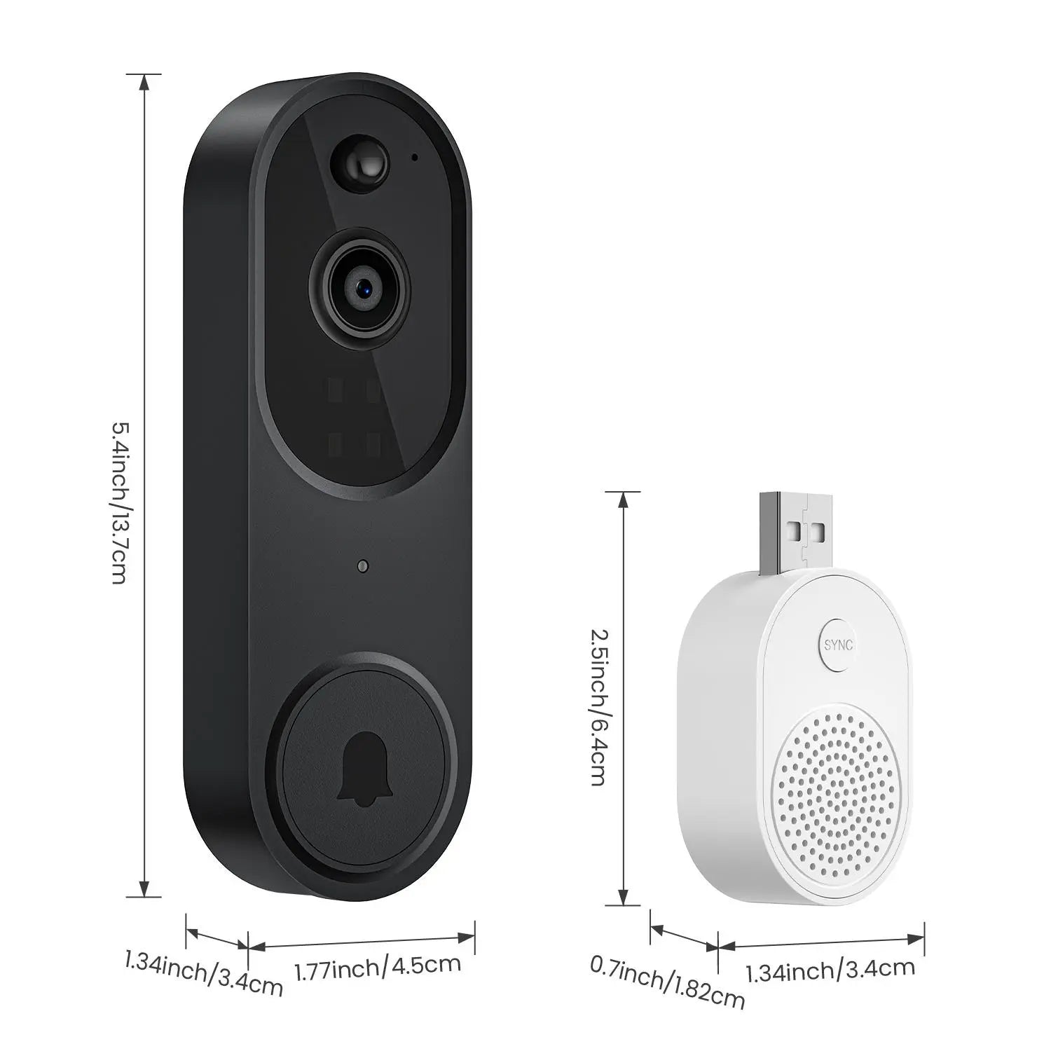 1080P Doorbell Camera & Wireless Security Camera Set, Wifi Smart Doorbell, Smart Doorbell & Rechargeable Camera with Night-Vision for Indoor/Outdoor, Intercom, Home, Safety