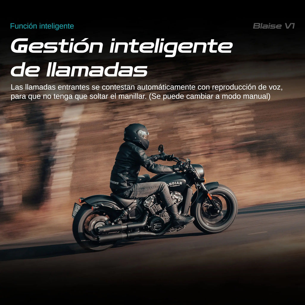 Blaise V1 Audífono Manos Libres Casco De Moto Headset Bluetooth 5.4 Impermeable IP66 Luces RGB Altavoz Bluetooth Con Micrófono Respuesta Automática Y Control Por Voz, No Intercom, 1Pc