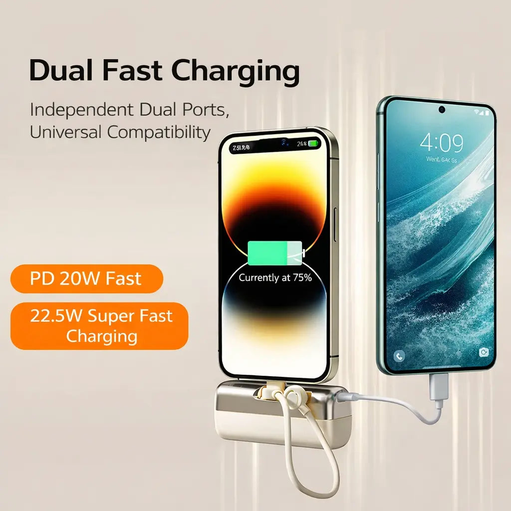 Lzaitai Mini Power Bank PD20W Portable Charger 10000Mah USB-C & Lightning Fast Charging Battery Pack for Iphone 6-17 Pro Max Samsung Galaxy S25/S24/S23 Android Compact Smartphone Charger