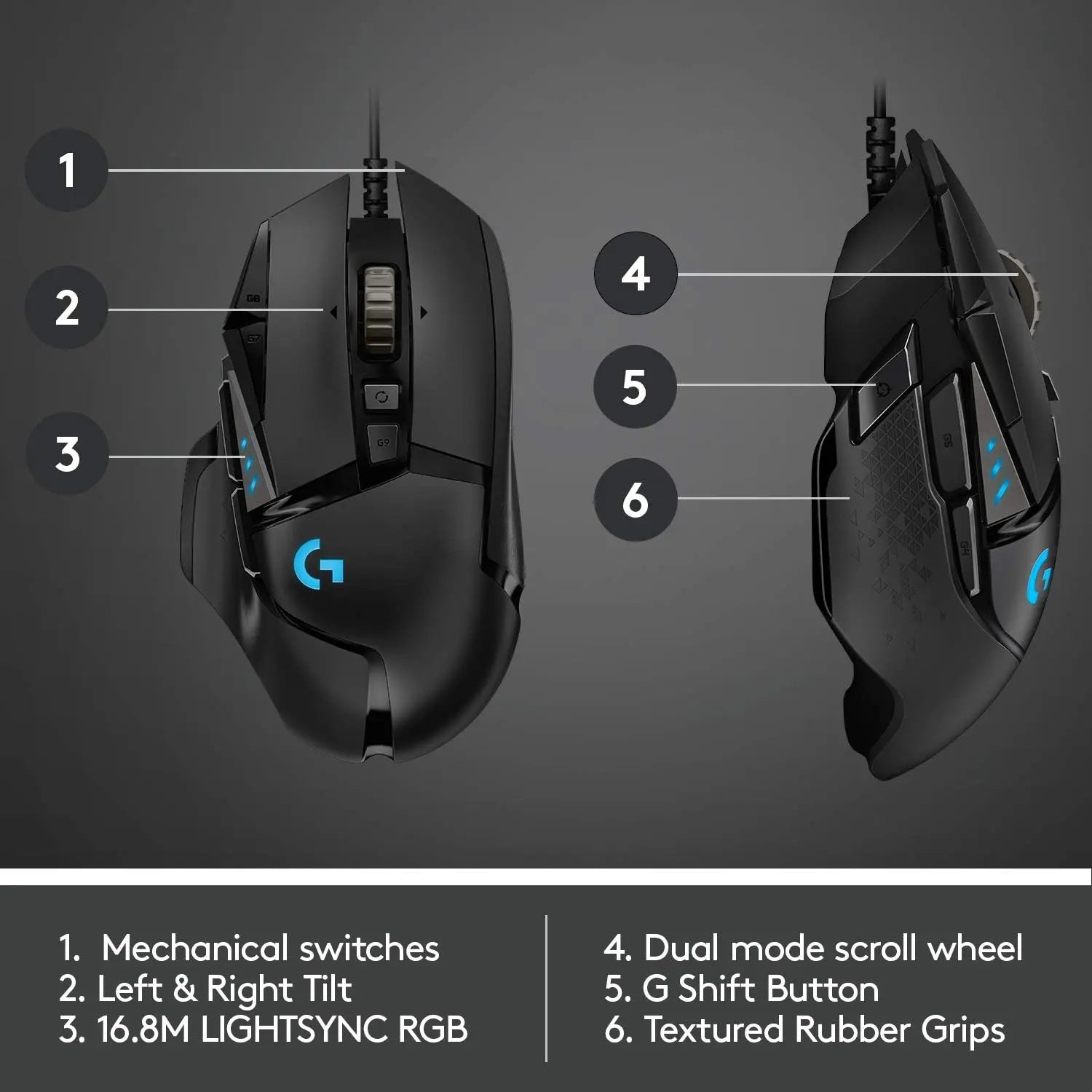 High Performance Wired Gaming Mouse, HERO 25K Sensor, 25,600 DPI, RGB, Adjustable Weights, 11 Programmable Buttons, On-Board Memory, PC / Mac