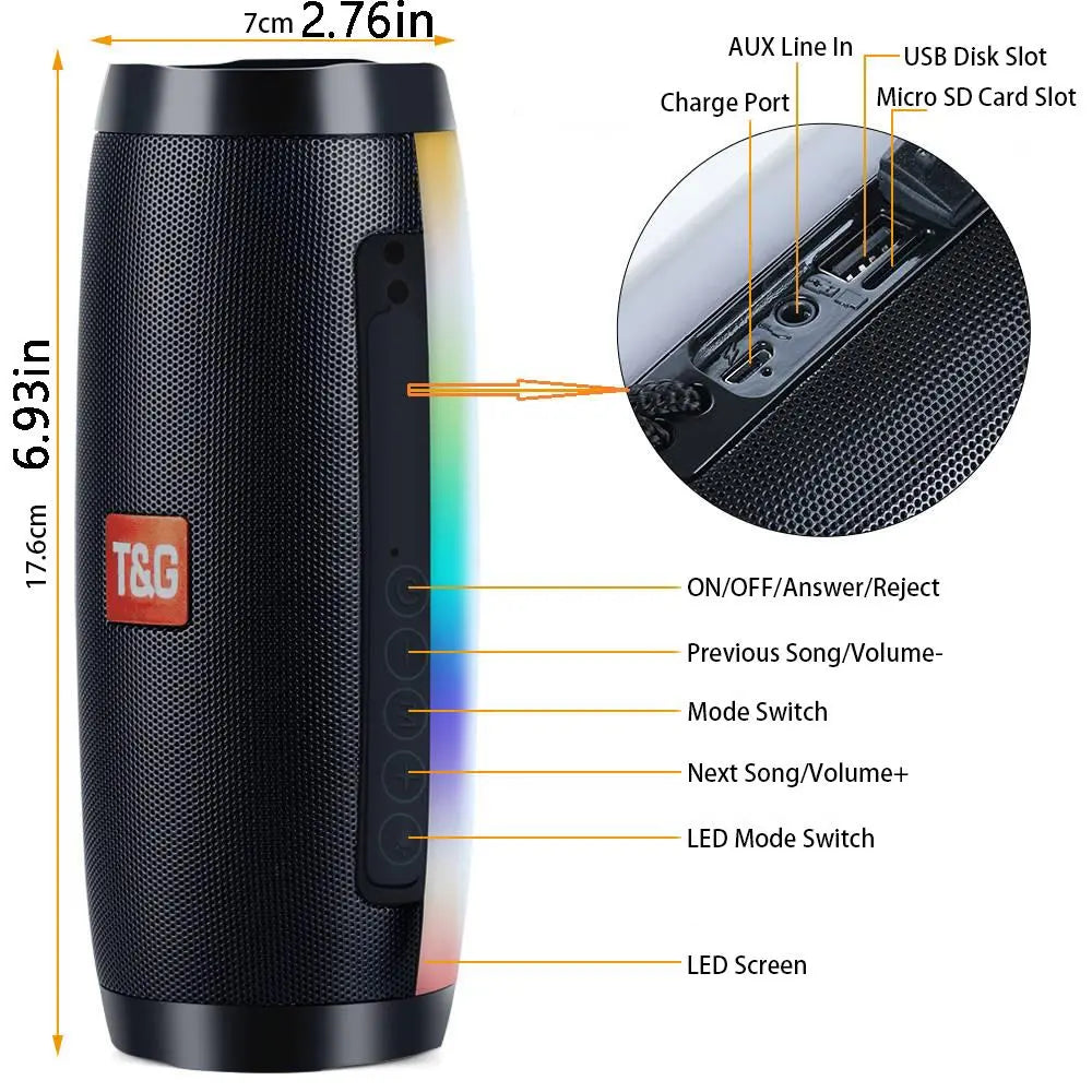T&G Wireless Speaker, 1 Count Portable Subwoofer Speaker, Waterproof Bluetooth-Compatible Speaker, Mini Speaker for Outdoor, Home, Office, Audio
