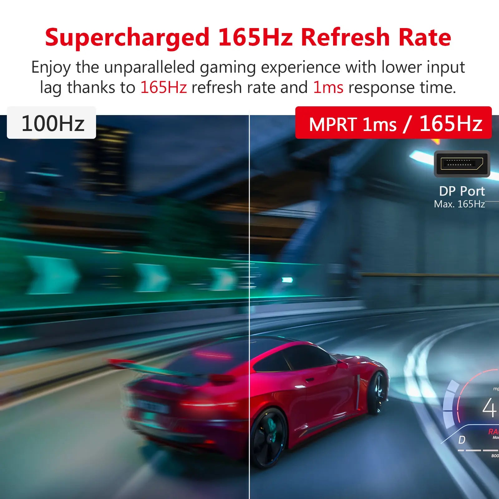 Z-EDGE 27" 165Hz QHD Curved Gaming Monitor, 16:9 2560X1440 1Ms Frameless LED Gaming Monitor, UG27Q DP&HDMI