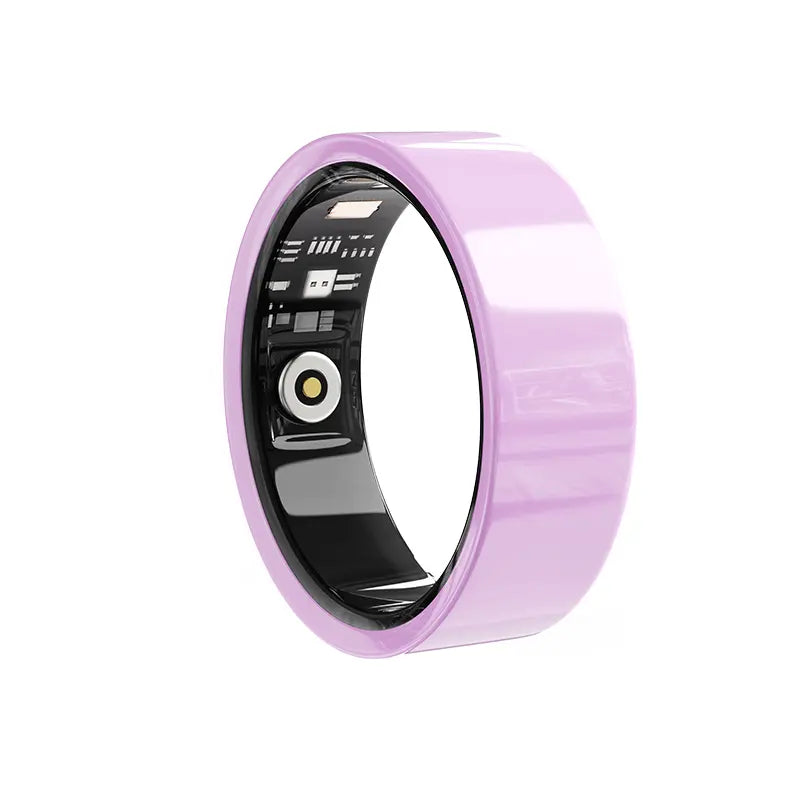 Ceramic Glass Smart Ring Fitness & Activity Tracker, Pink & White. Tracks Calories, Sleep & Heart Rate. IP68 Waterproof, Unisex, Includes Charging Case, Compatible with Ios & Android. Stylish Minimalist Design, Perfect Holiday Gift.