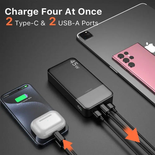 20000Mah Ultra High Capacity Powerbank, PD3.0 Fast Charging Portable Chargerfor Travel, Outdoor Camping, Homeemergency Power Outages Phone Smartphone