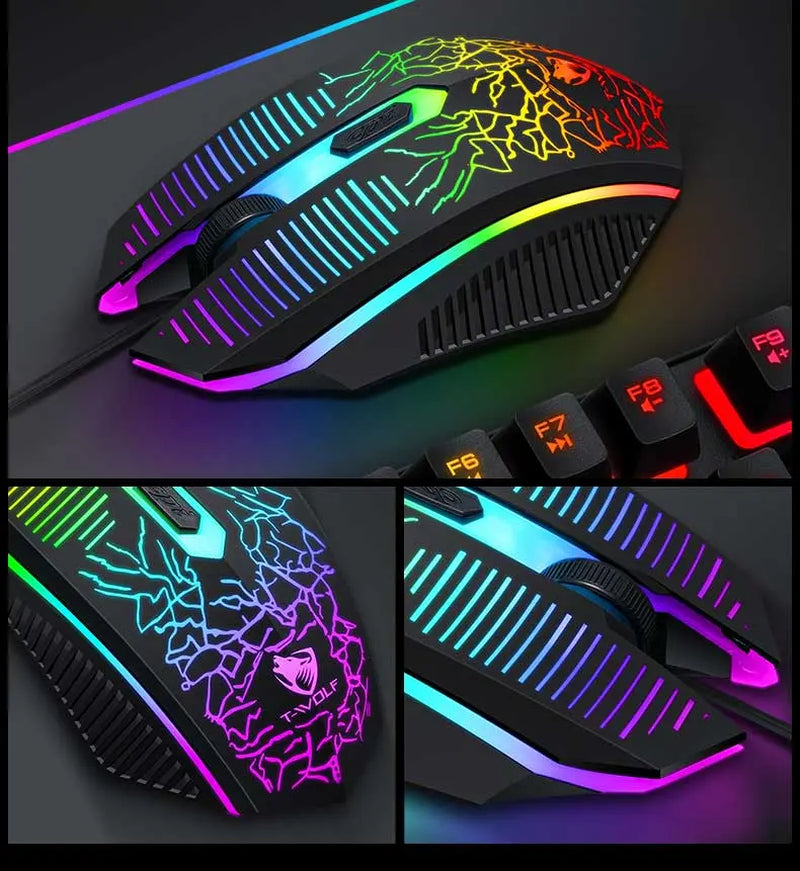 Gaming Keyboard and Mouse and Mouse Pad and Gaming Headset, Wired LED RGB Backlight Bundle for PC Gamers and Xbox and PS4 Users - 4 in 1