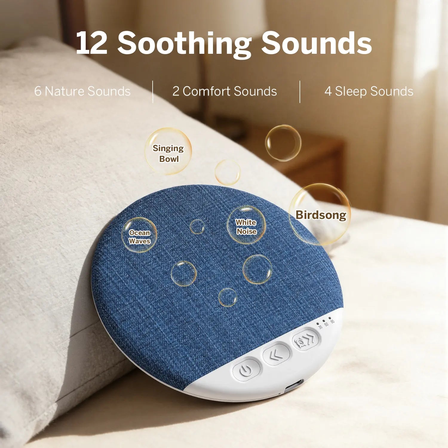 Under Pillow Sleep Speaker, Ultra-Thin Personal Sound Machine with White Noise & Bluetooth, Partner-Friendly Close-Range Audio for One Person, Timer & Memory Function, Blind-Touch Buttons, Ideal Gift for Better Nighttime Smartphone