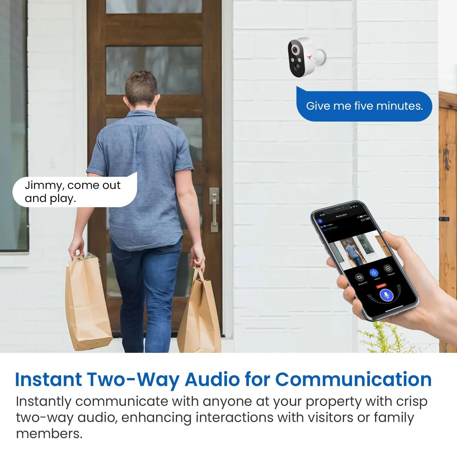 1080P Doorbell Camera & Wireless Security Camera Set, Wifi Smart Doorbell, Smart Doorbell & Rechargeable Camera with Night-Vision for Indoor/Outdoor, Intercom, Home, Safety