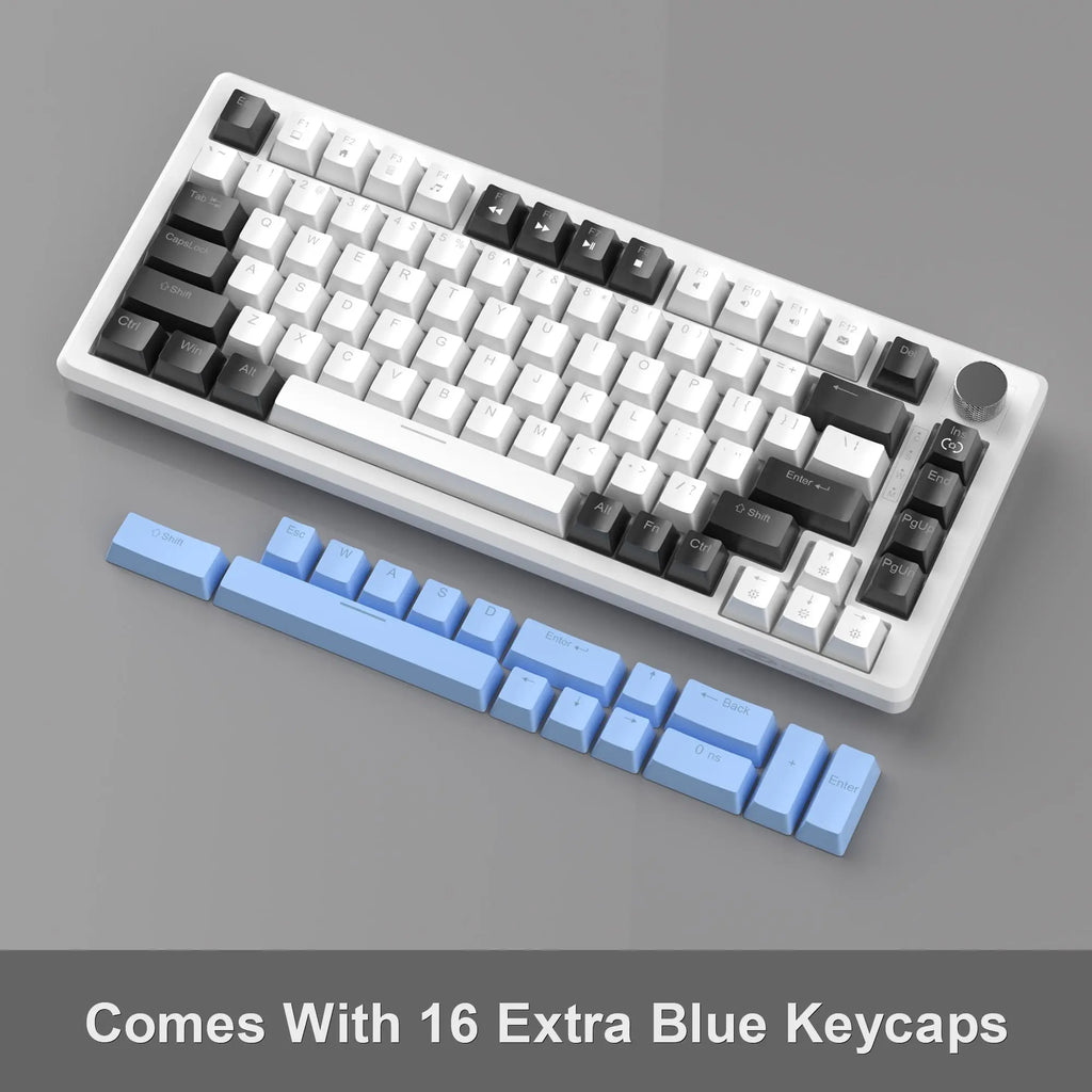 Mechanical Gaming Keyboard, 75% Compact Blue Backlit Wired Gaming Keyboard with Red/Brown Switches, Portable NKRO PC Gaming Keyboard